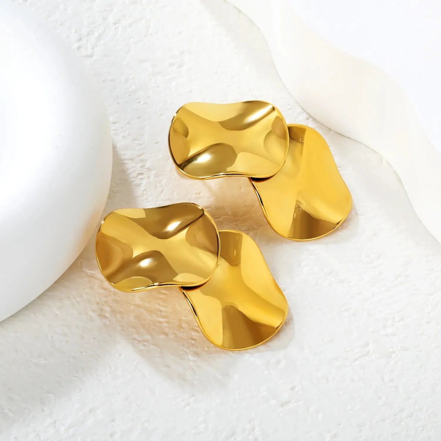 Stainless Steel Earrings | Double Circle Irregular Studs