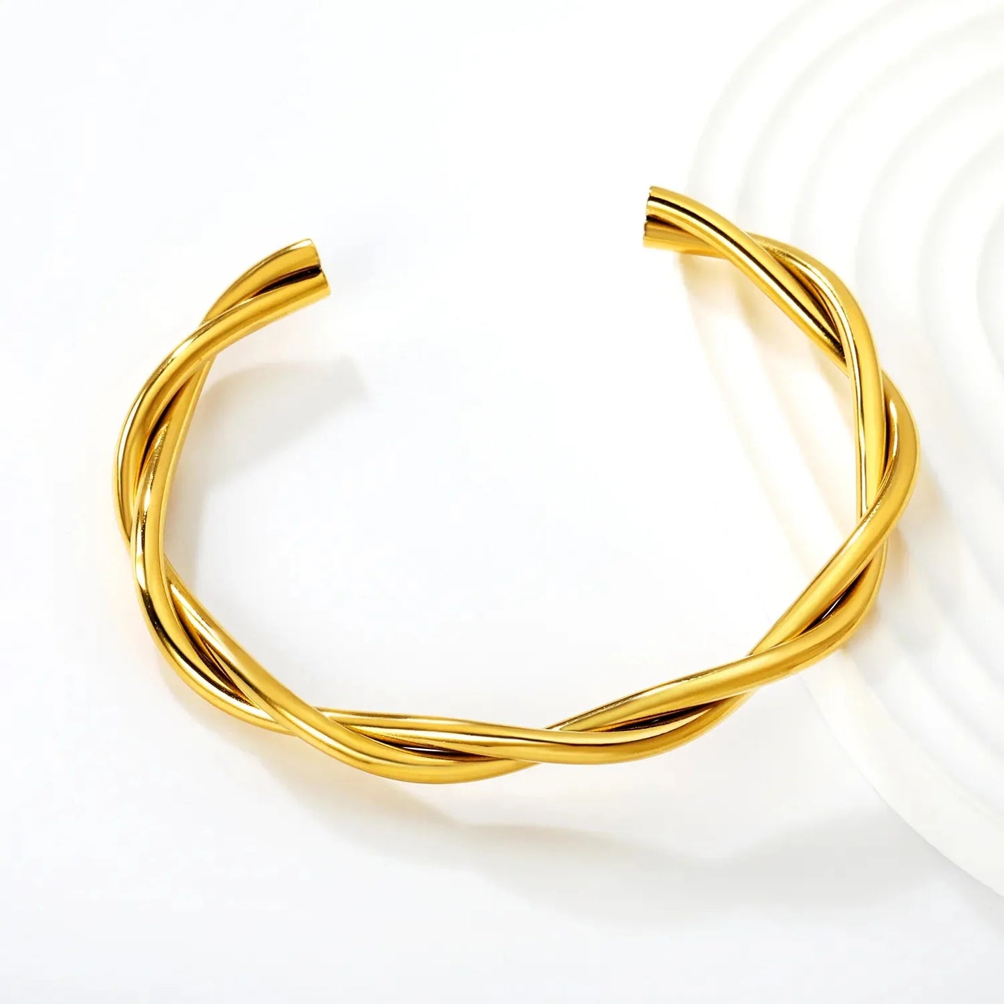 Vintage 304L Stainless Steel Twisted Bangle | Daily Gold Cuff