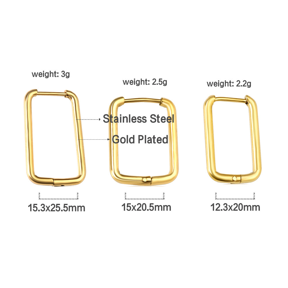 Wholesale Sleek Square - Shaped Gold Earrings for Trendy Jewelry Retailers
