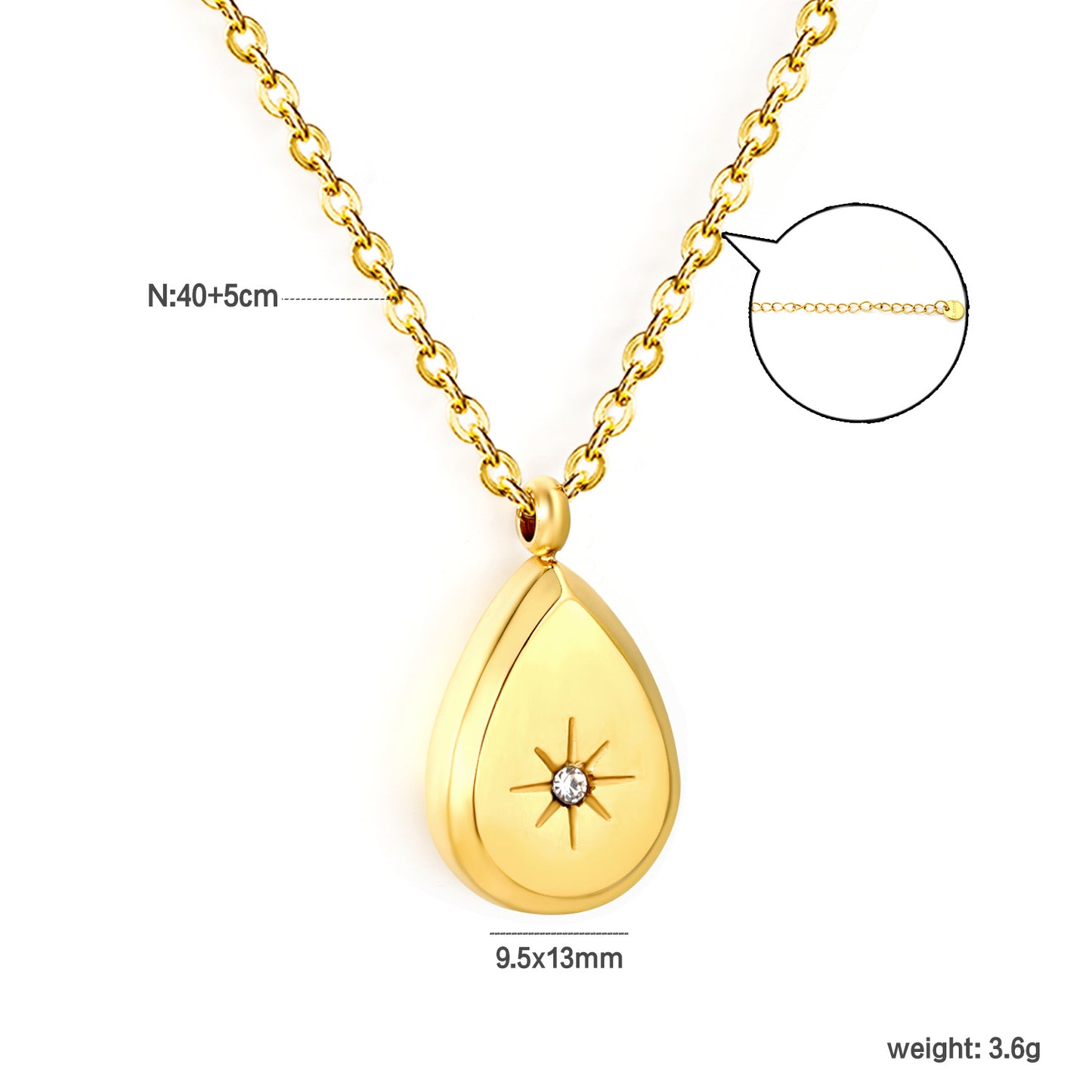Custom 304L Stainless Steel Necklace Star Teardrop Jewelry Factory