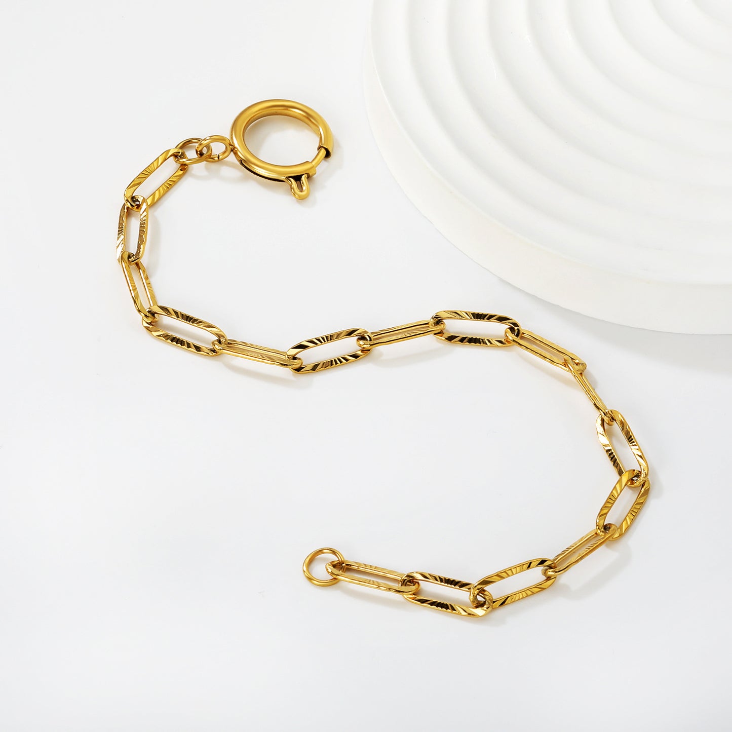 Wholesale Gold Chunky Oval Link Bracelet | Stainless Steel Adjustable Chain