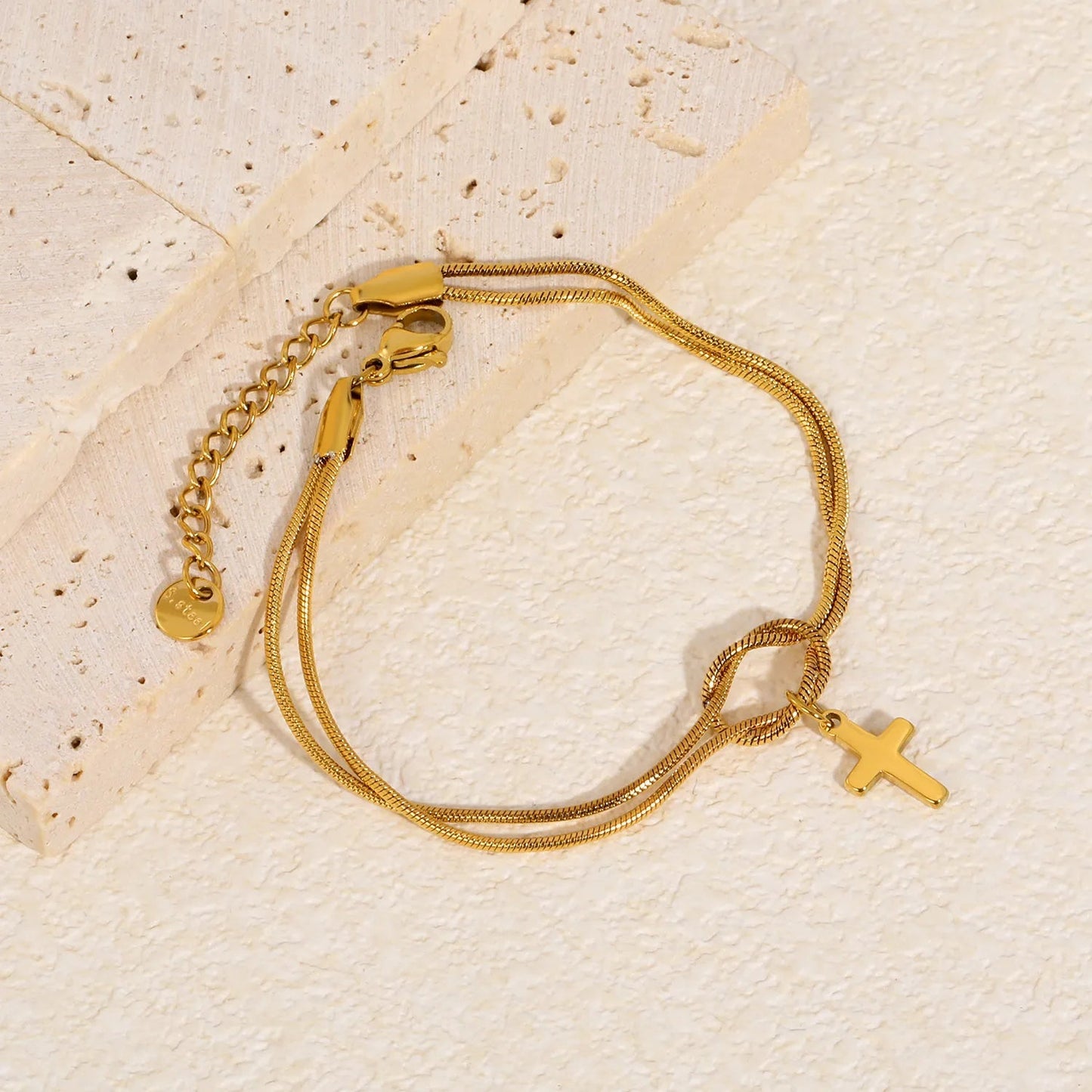 18K Gold Stainless Steel Knotted Double Snake Bracelet