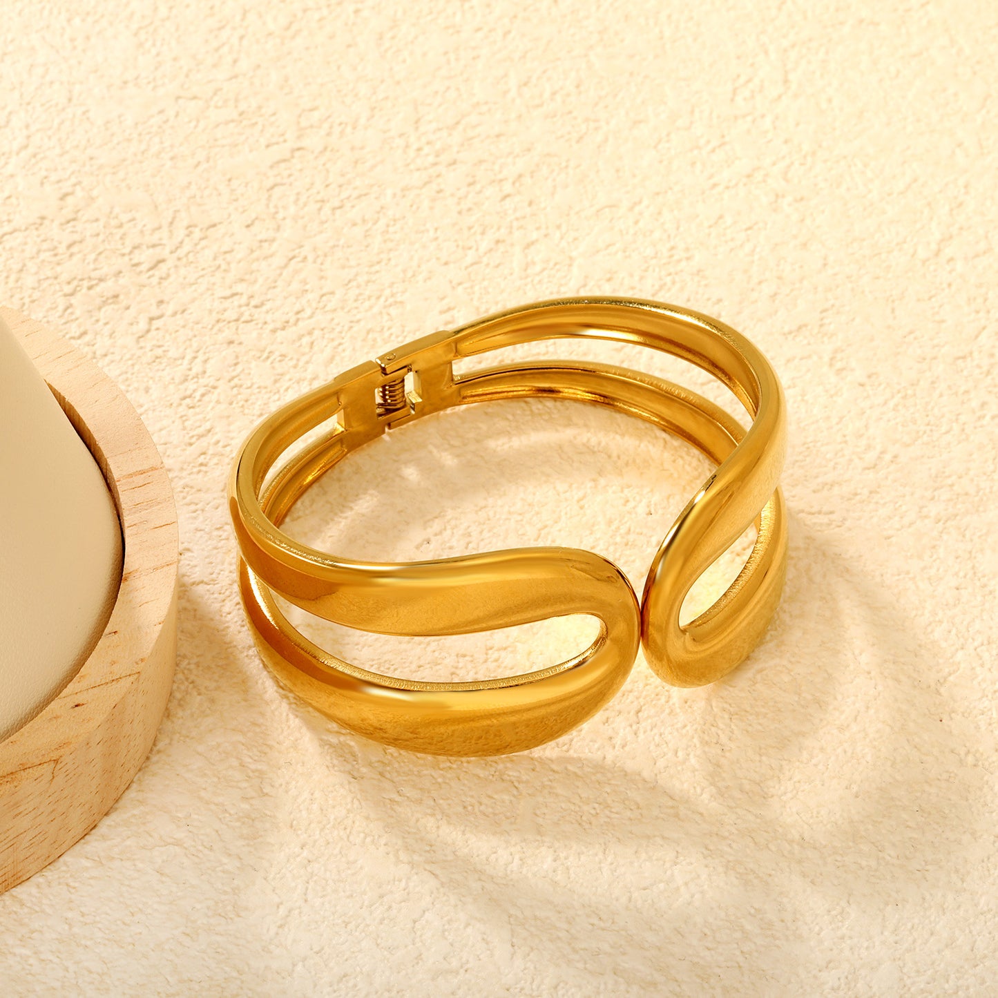 304L Stainless Steel Hollow Bangle | Chunky Double Row Style