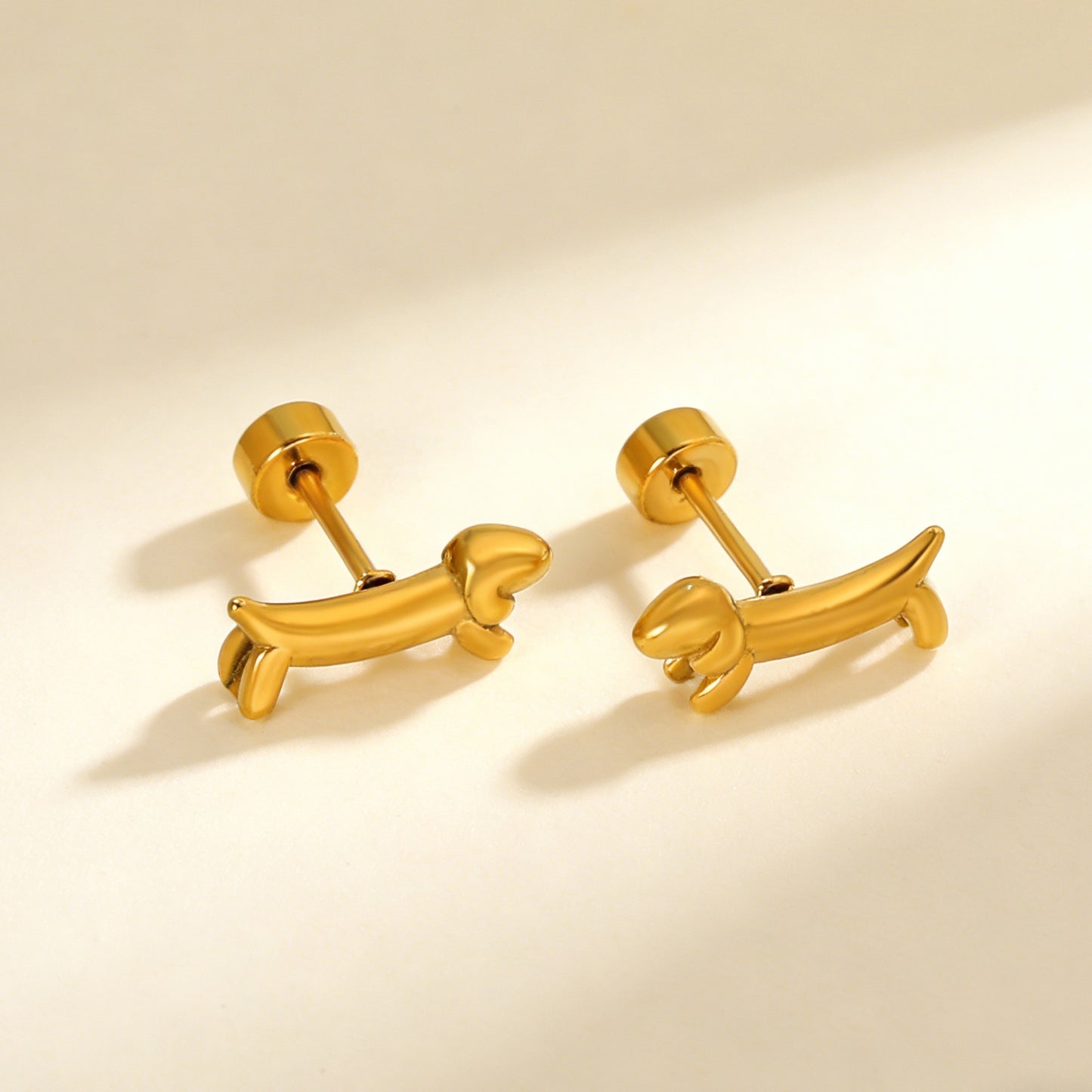 Waterproof Stainless Steel Dog Earrings | Cute Dachshund Studs