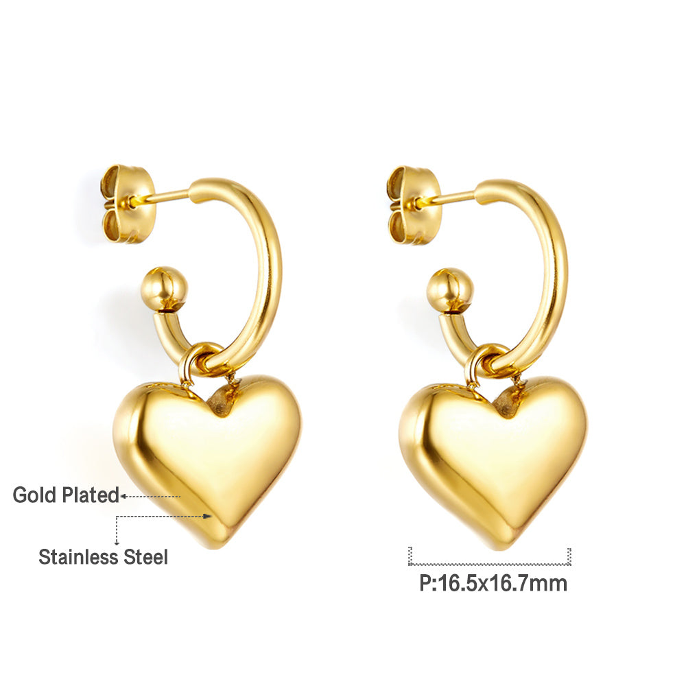 Bulk 18K Gold Heart Ball Stud Earrings Fashion