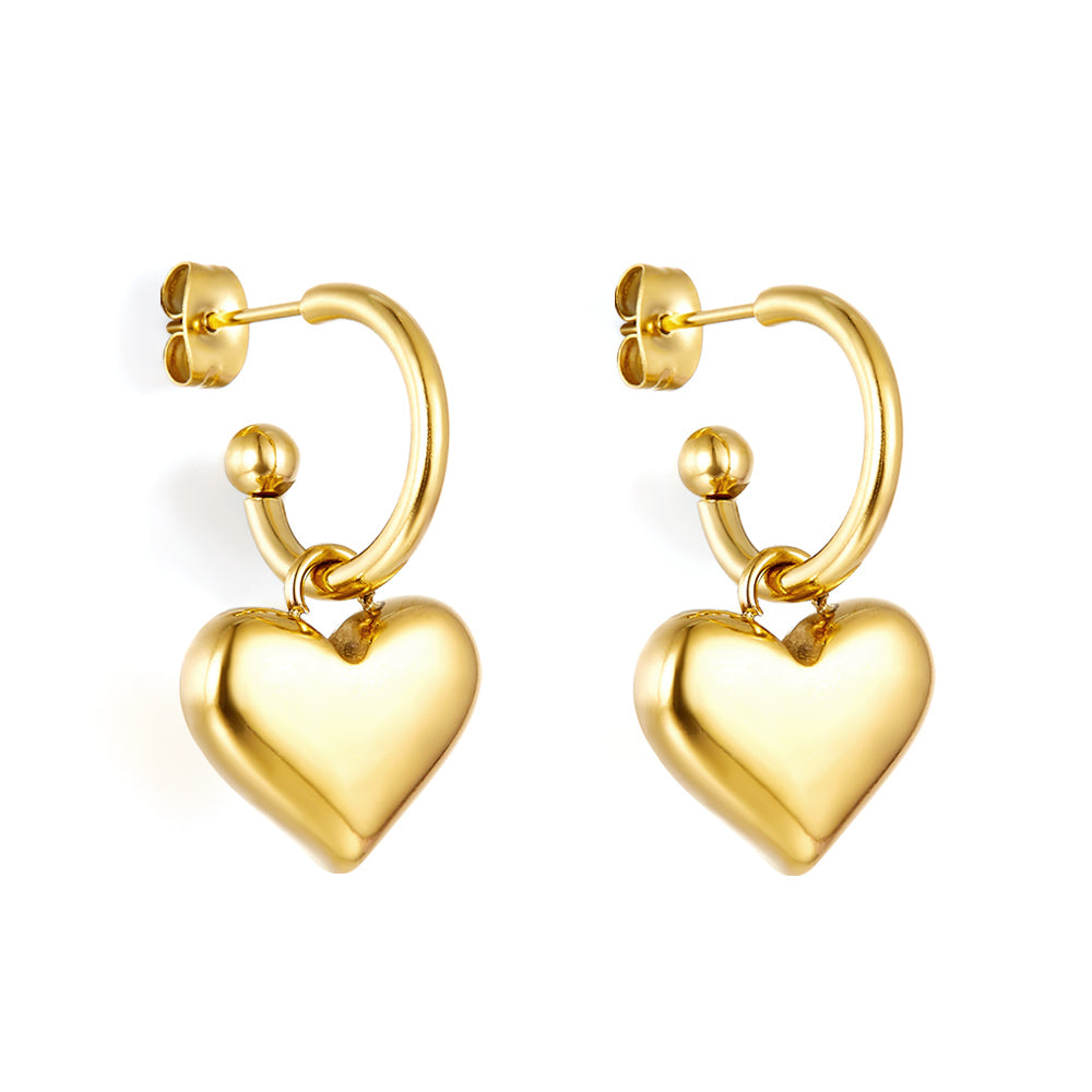 Bulk 18K Gold Heart Ball Stud Earrings Fashion