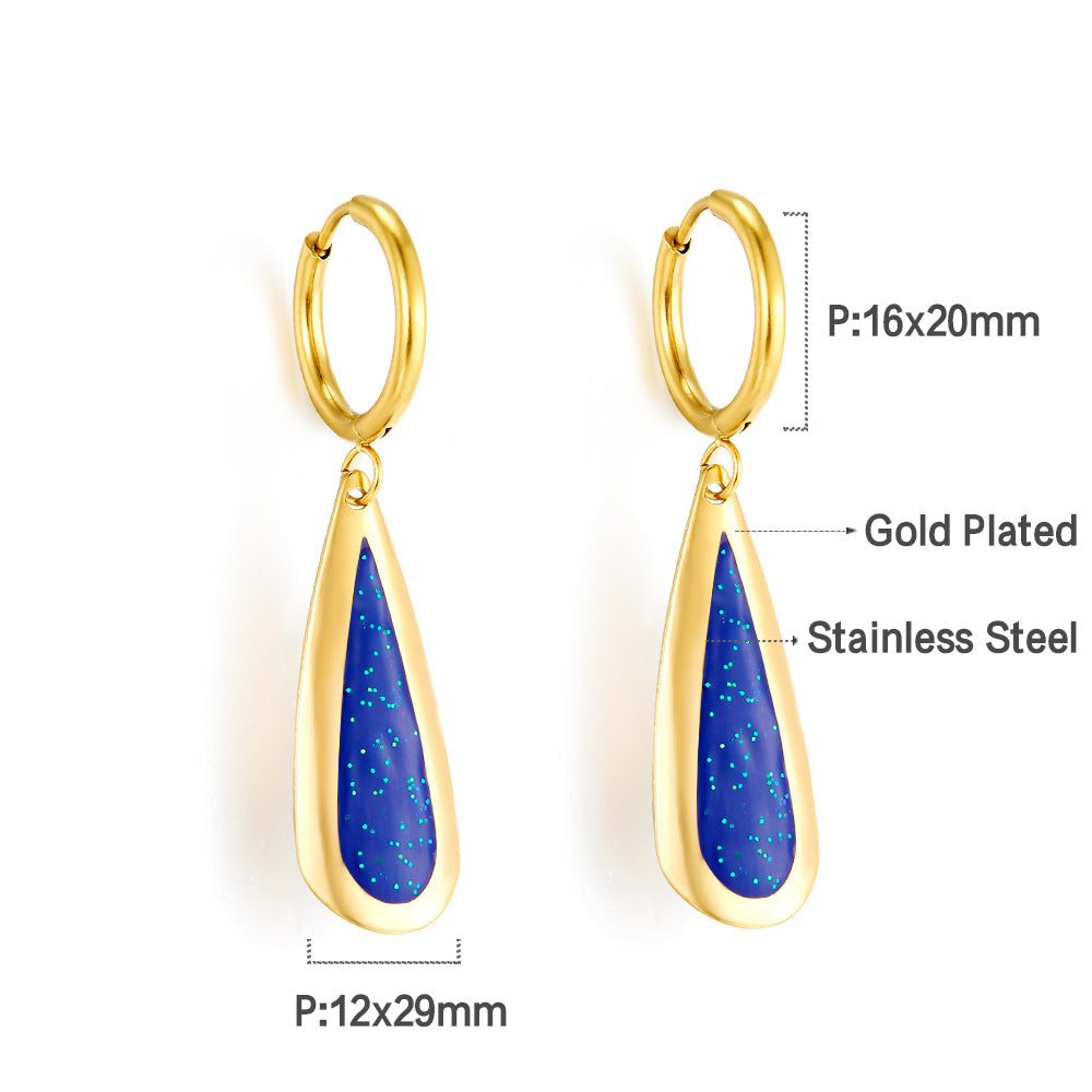 Wholesale 18K Gold Blue Teardrop Hoop Earrings Hypoallergenic