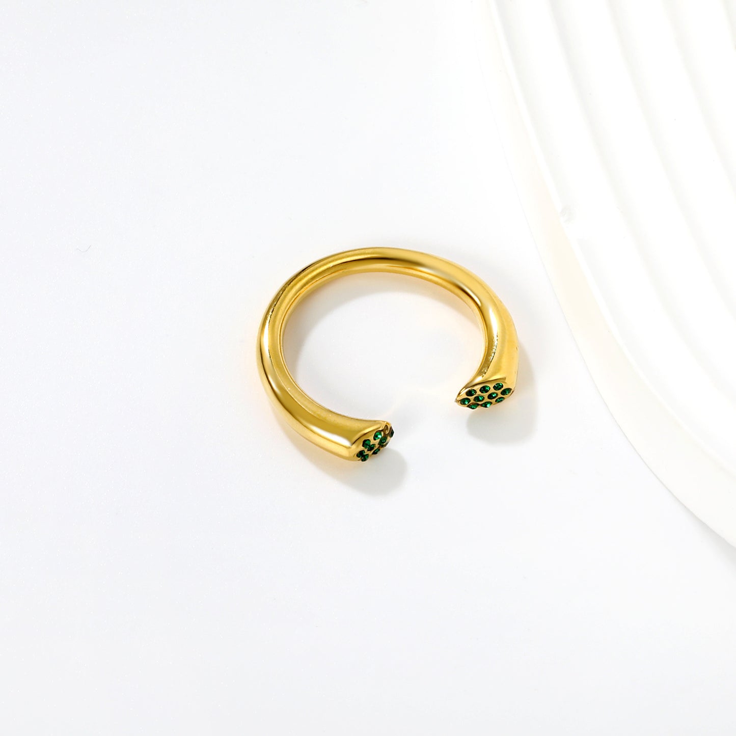 Bulk PVD Gold Emerald Green CZ Cluster Open Ring Waterproof