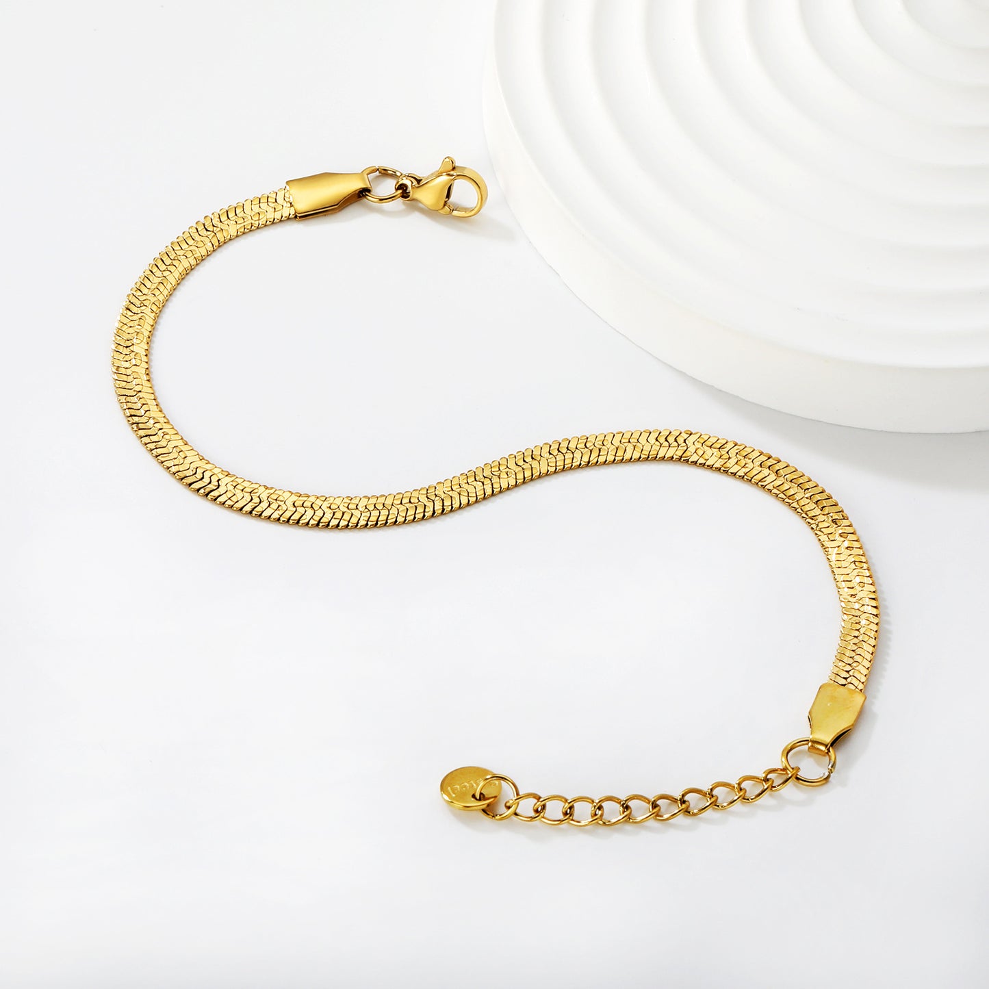 Wholesale High Polish Snake Chain Bracelet | Shiny Gold Adjustable