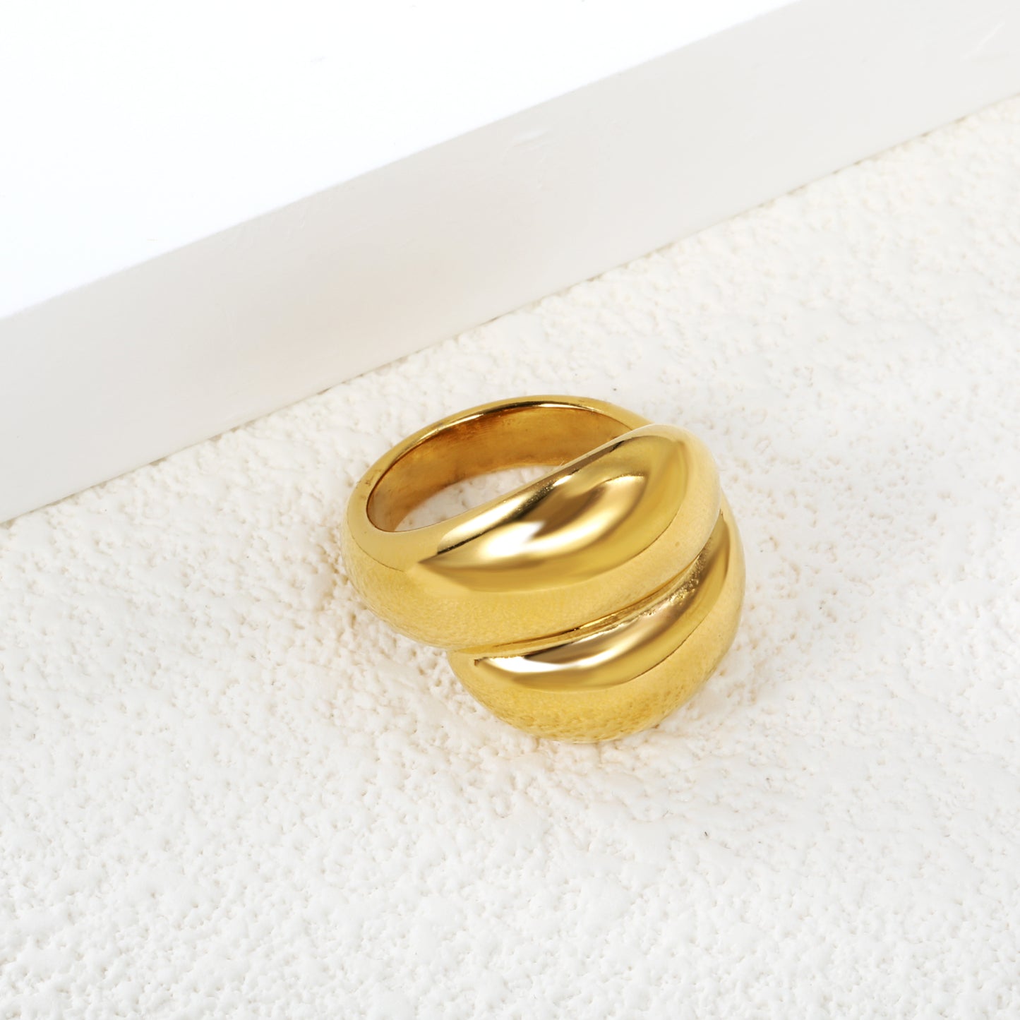 Wholesale 18K Gold Plated Wide Band Ring Architectural Curve Minimalist Statement