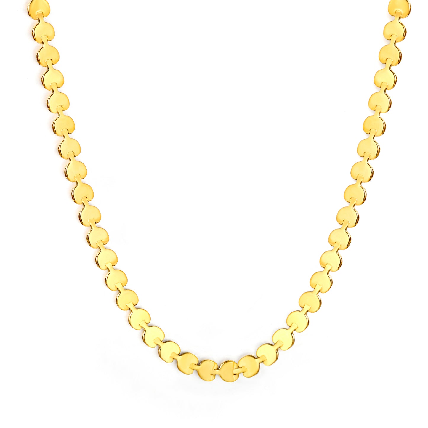 Stainless Steel Gold Interlocking Heart Tail Chain + Heart-Shaped Tag Necklace Jewelry Supplier