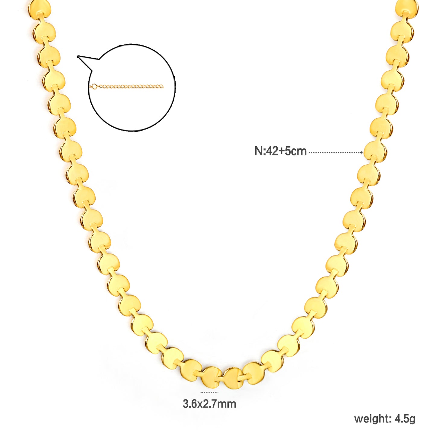 Stainless Steel Gold Interlocking Heart Tail Chain + Heart-Shaped Tag Necklace Jewelry Supplier
