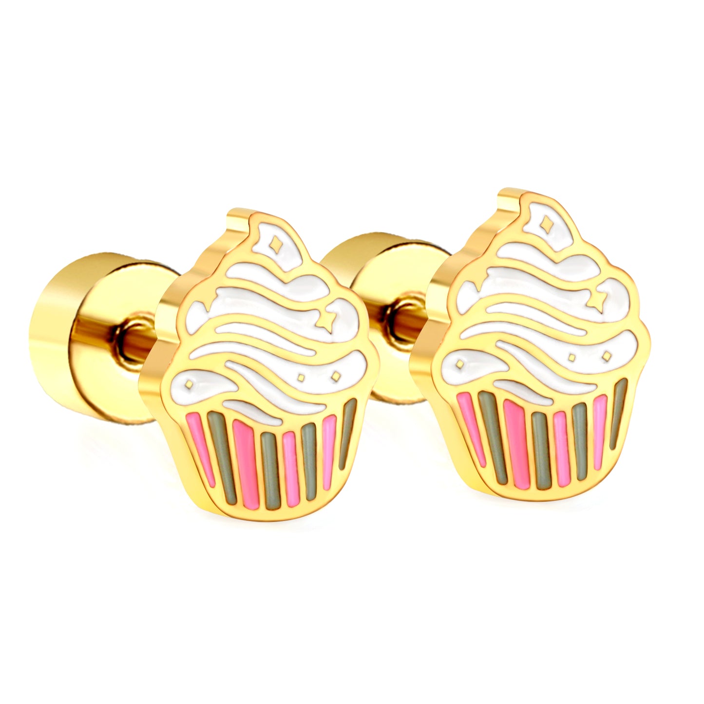 Wholesale 18K gold cake cup with mixed color drip stud earrings