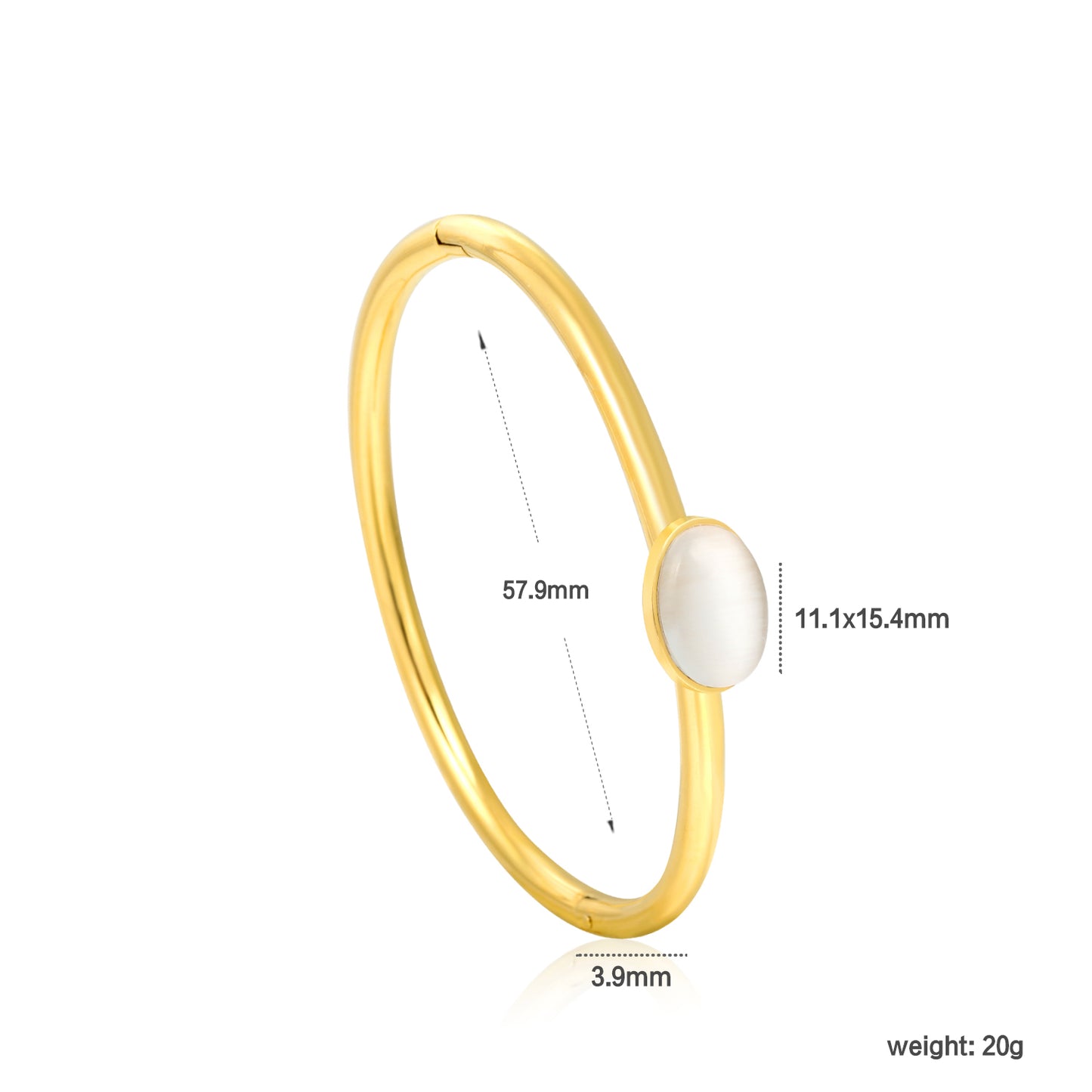 Bulk 18K Gold Plated Natural Oval Cat's Eye Bangle Bracelet