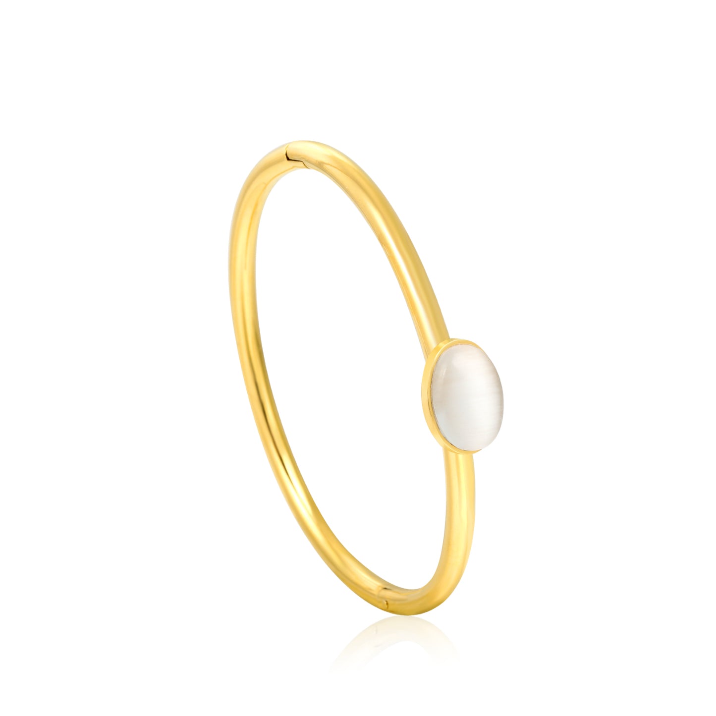 Bulk 18K Gold Plated Natural Oval Cat's Eye Bangle Bracelet