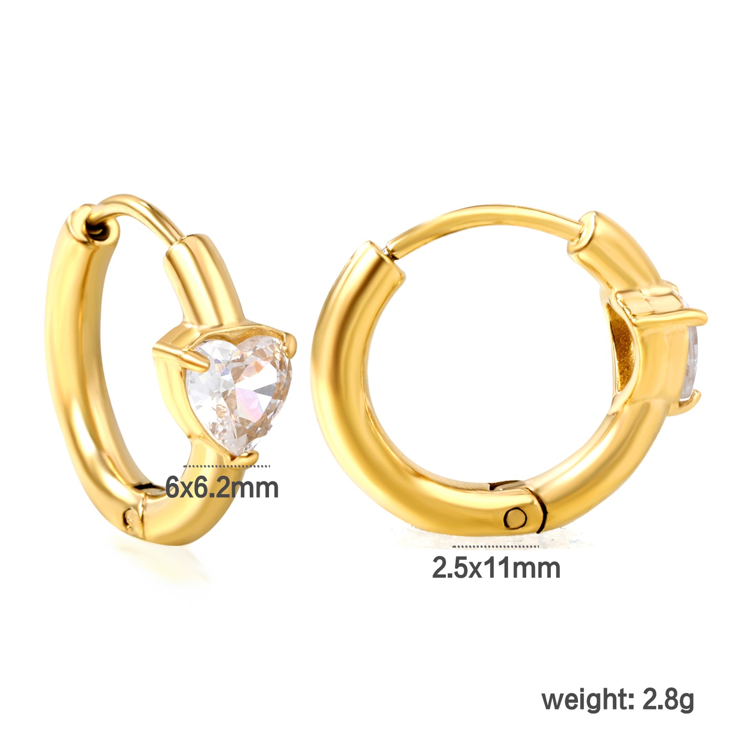 Wholesale 18K Gold Square CZ Hoop Earrings Bulk