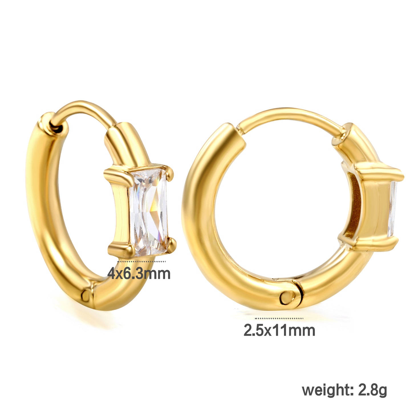 Wholesale 18K Gold Hoop Earrings with Square CZ Elegant Design Hypoallergenic