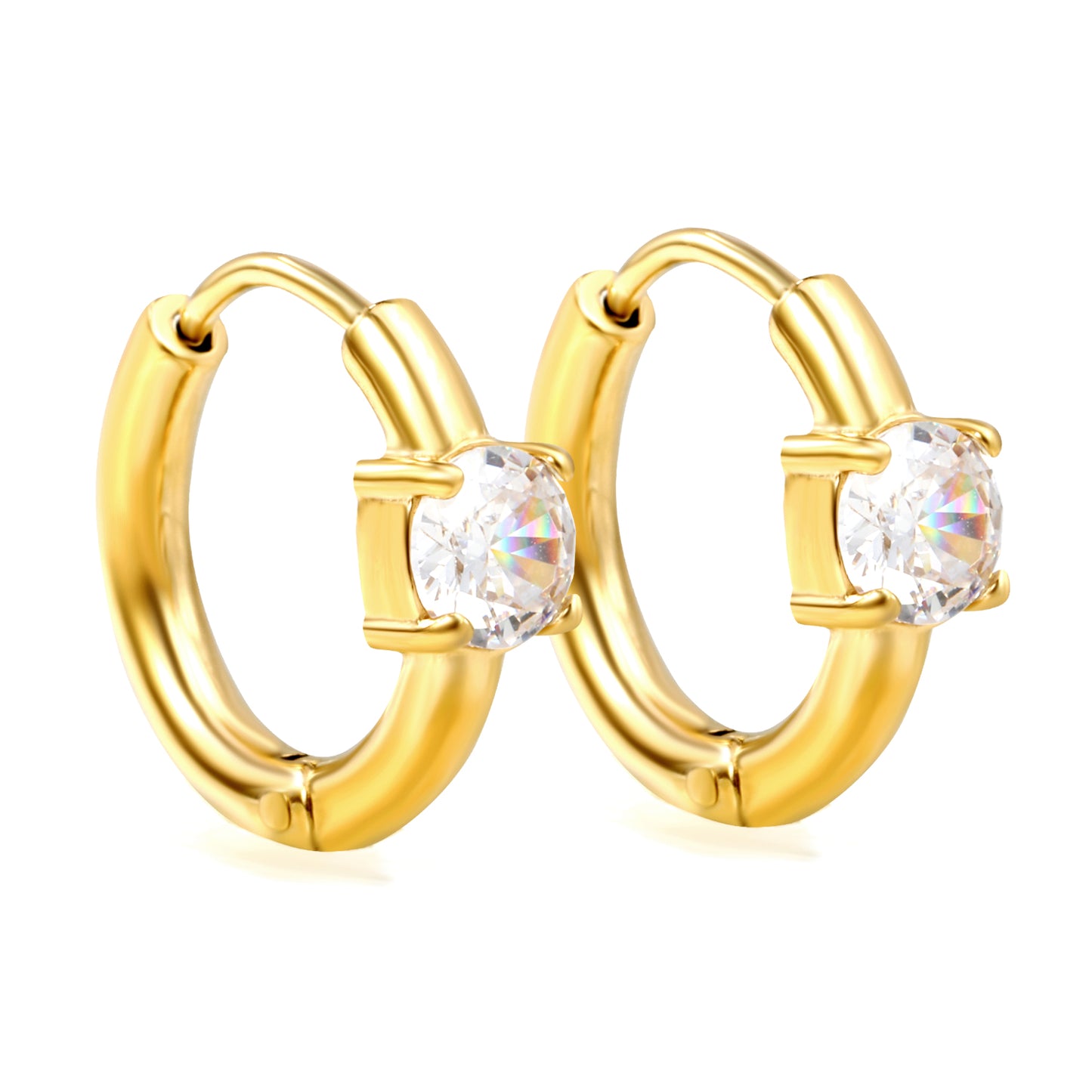Bulk 18K Gold Hoop Earrings with Rectangular CZ Stylish Simple Design