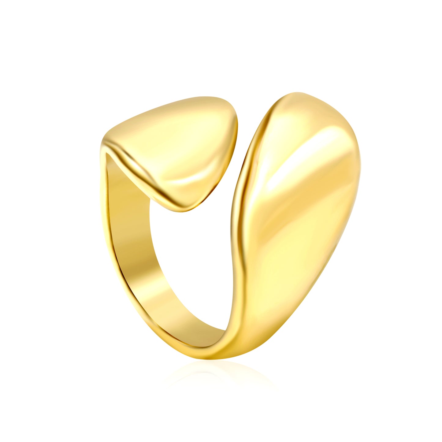 Wholesale 18K Gold Plated Split Teardrop Ring Dual Dome Architecture Modernist Geometry