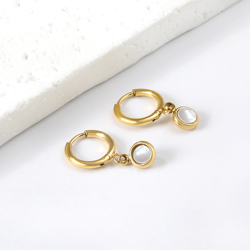 Wholesale 18K Gold Round Shell Hoop Earrings Simple Elegance
