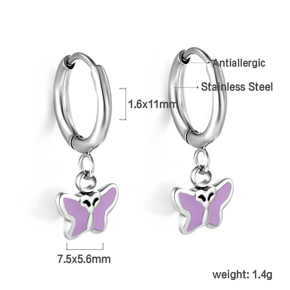 Wholesale 18K Gold Blue Butterfly Hoop Earrings Exquisite Design