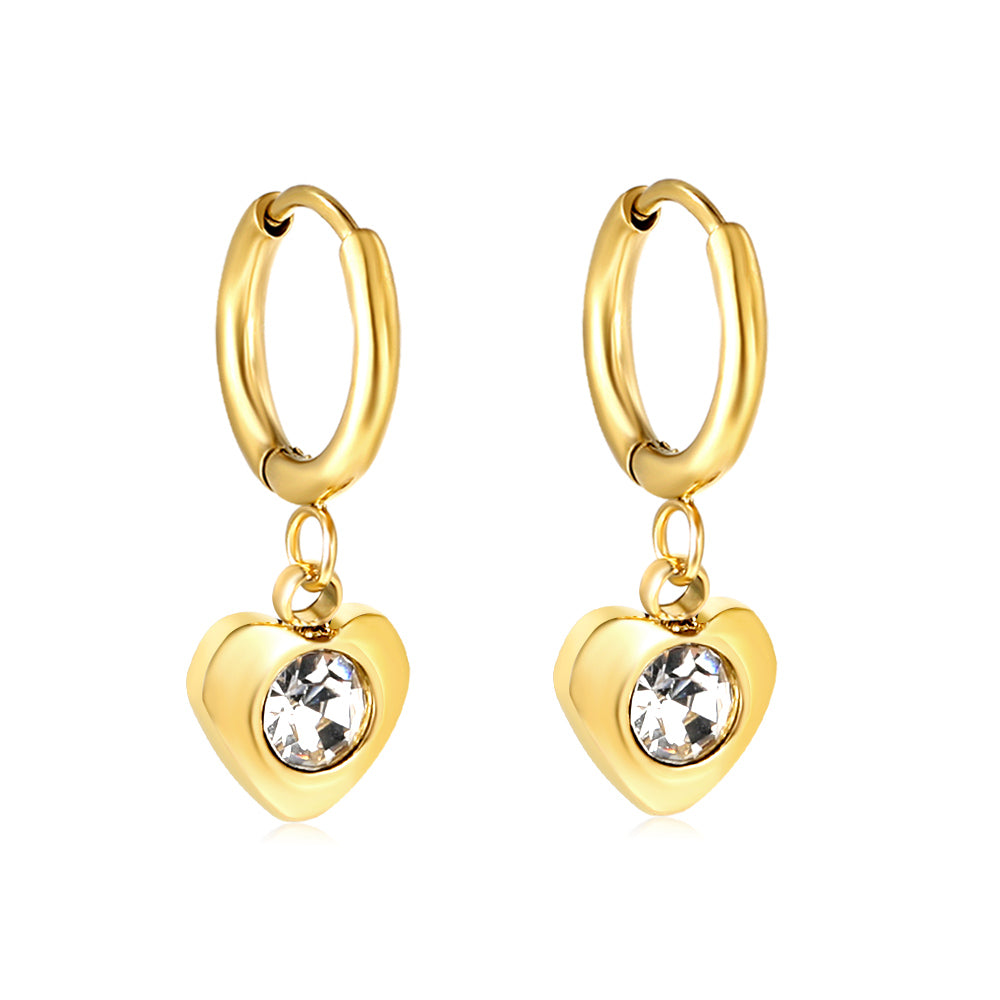 Bulk 18K Gold Heart - diamond Hoop Earrings Romantic