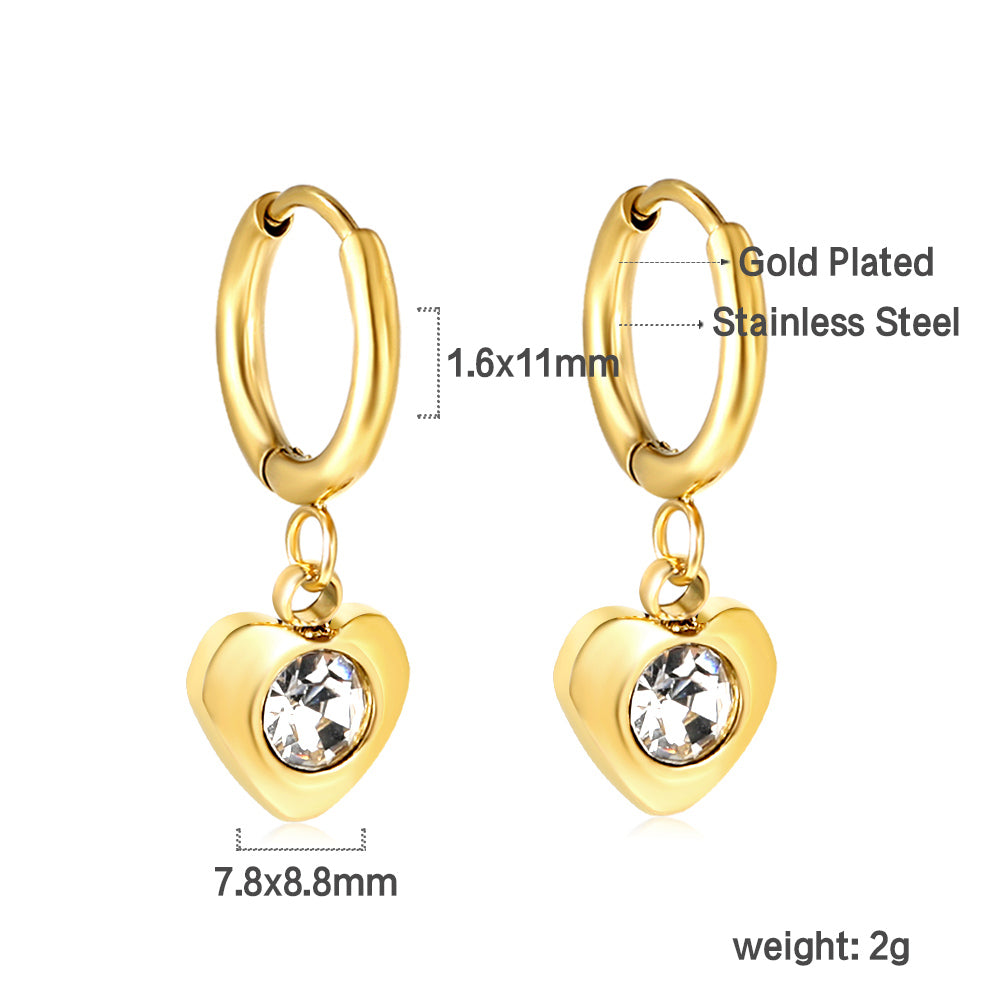 Bulk 18K Gold Heart - diamond Hoop Earrings Romantic