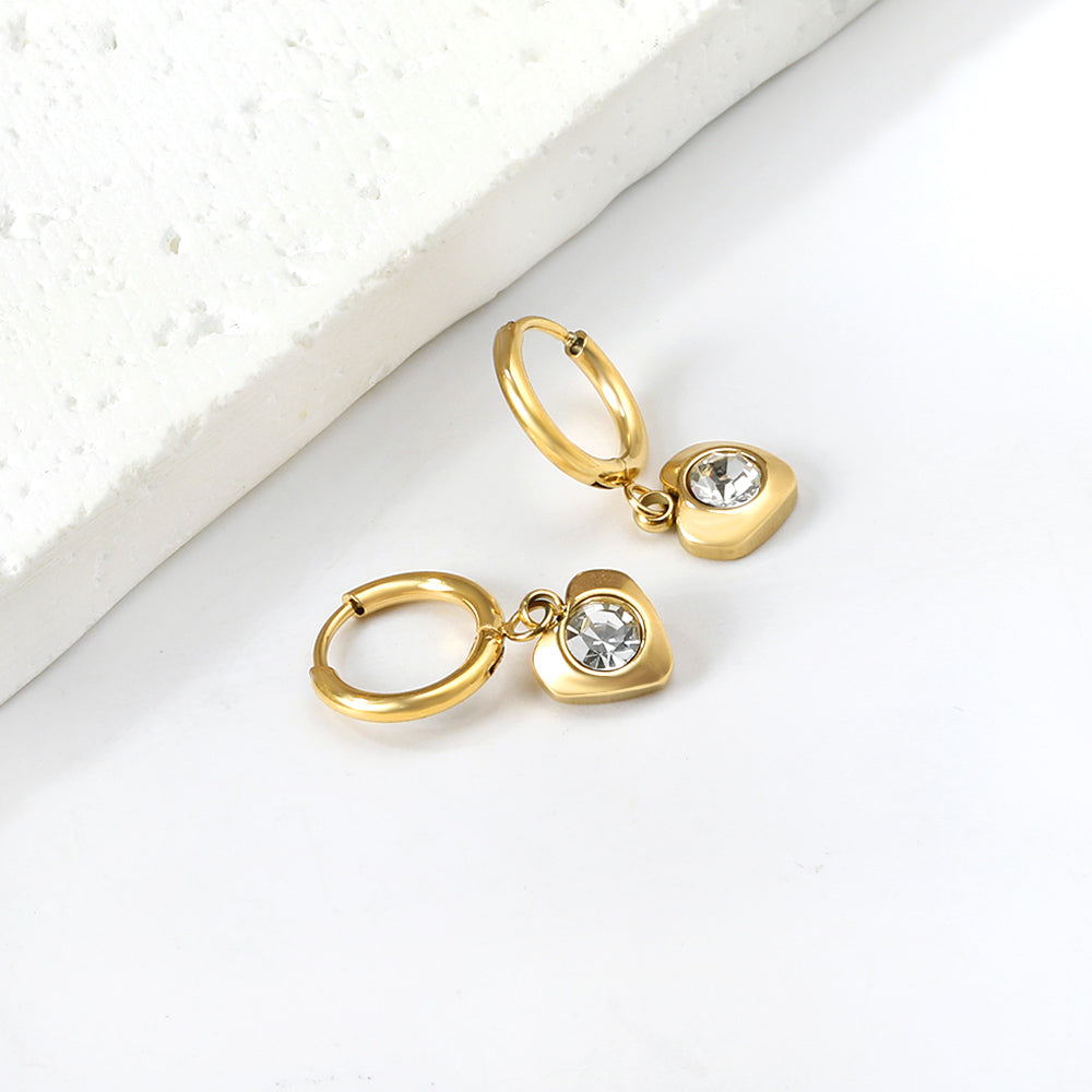 Bulk 18K Gold Heart - diamond Hoop Earrings Romantic
