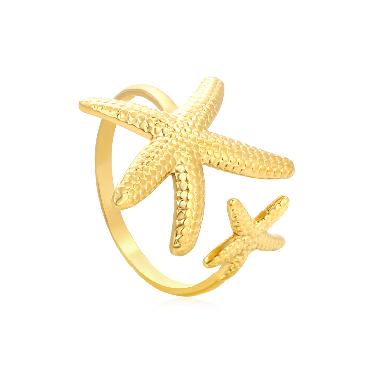 Bulk 18K Gold Plated Marine Starfish & Shell Open Ring