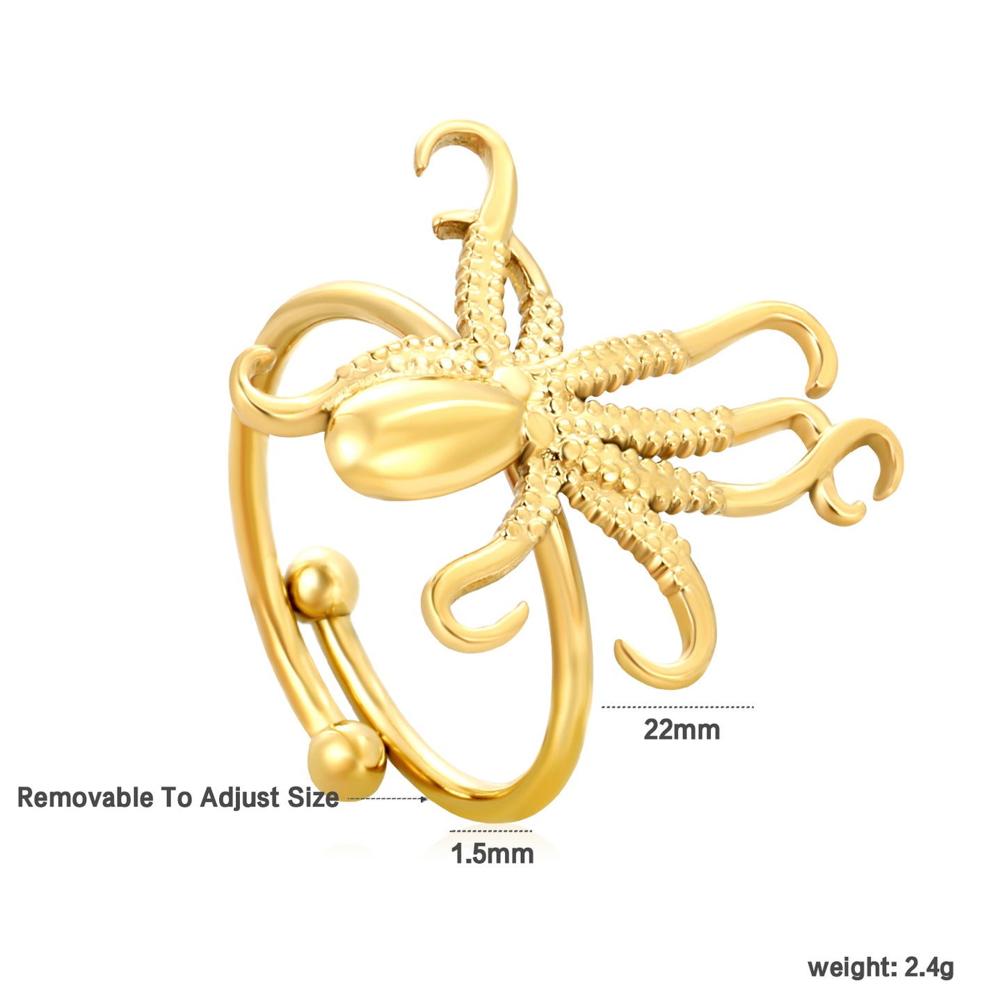 Wholesale Stainless Steel Marine Octopus Open Ring