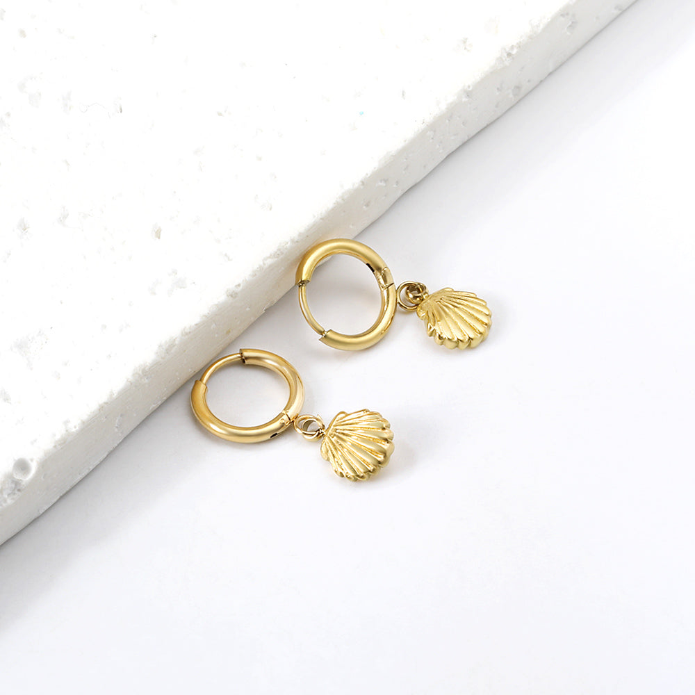 Wholesale 18K Gold Ocean Element Shell Shape Hoop Earrings