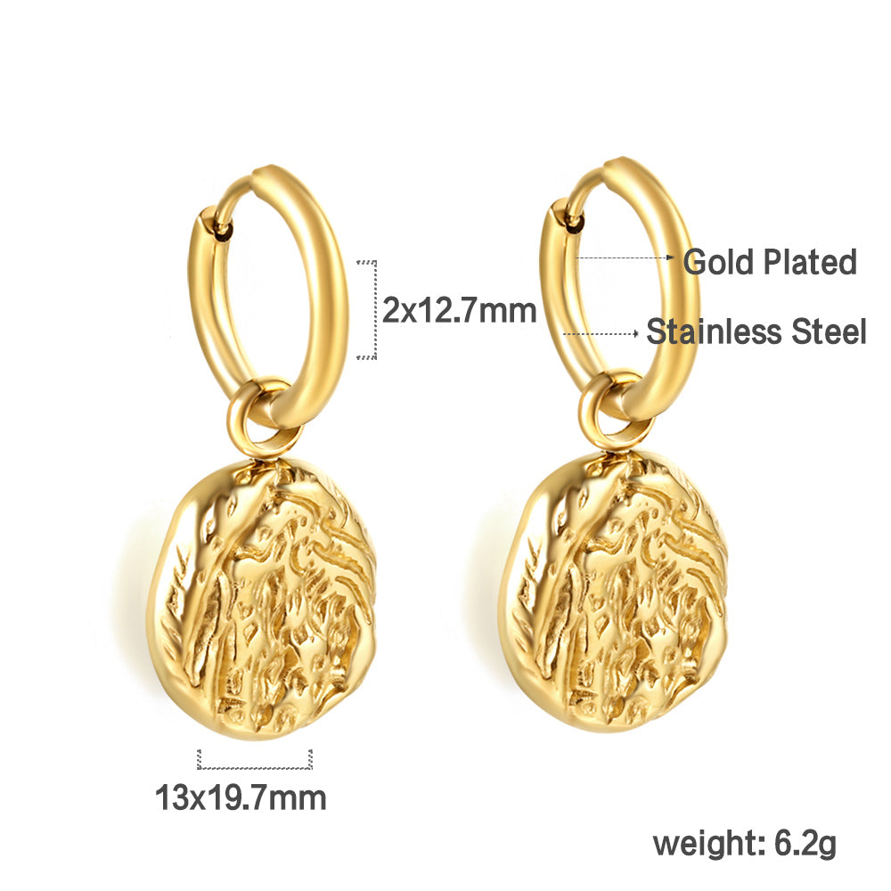 Bulk 18K Gold Embossed Round Hoop Earrings Vintage Style