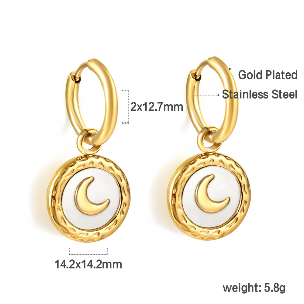 Wholesale 18K Gold Moon Shell Hoop Earrings Unique Charm