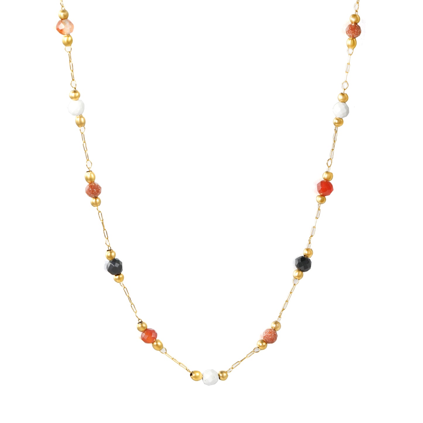 Bulk 18K Gold Plated Natural Bead & Colored Stone Pendant Necklace