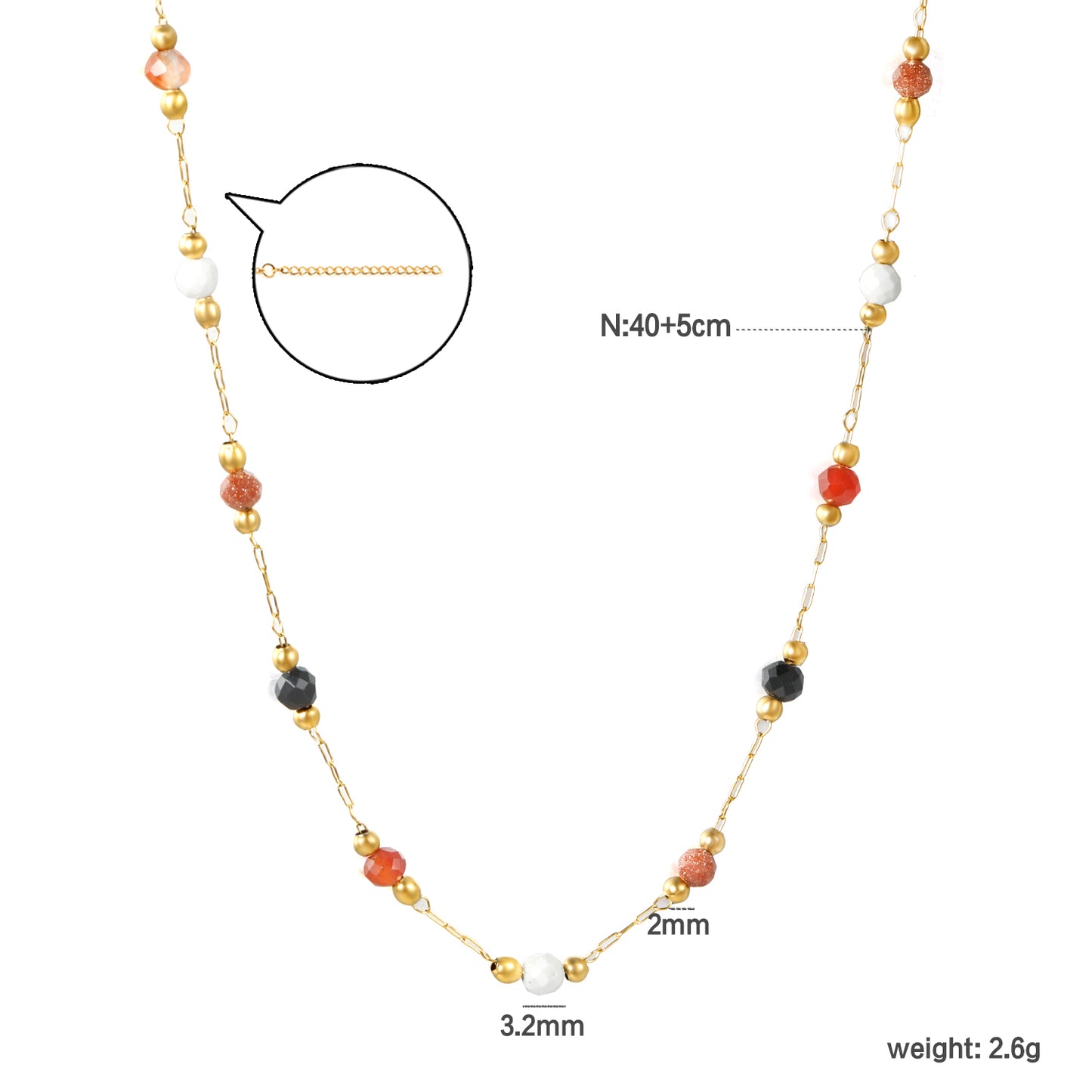 Bulk 18K Gold Plated Natural Bead & Colored Stone Pendant Necklace