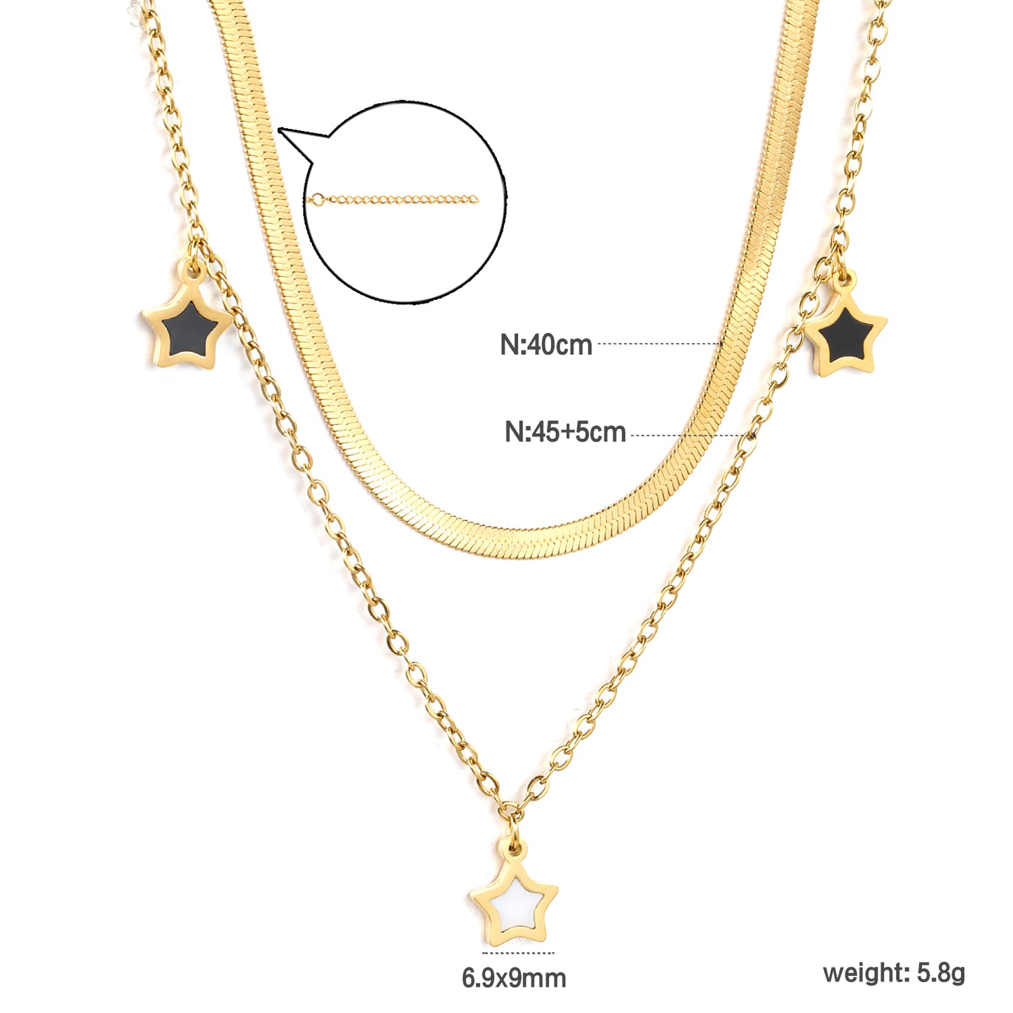 Bulk 18K Gold Plated Celestial Star Dual Chain Toggle Necklace