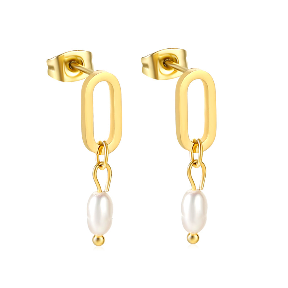 Wholesale Rectangular Pearl Drop Earrings Elegant Style