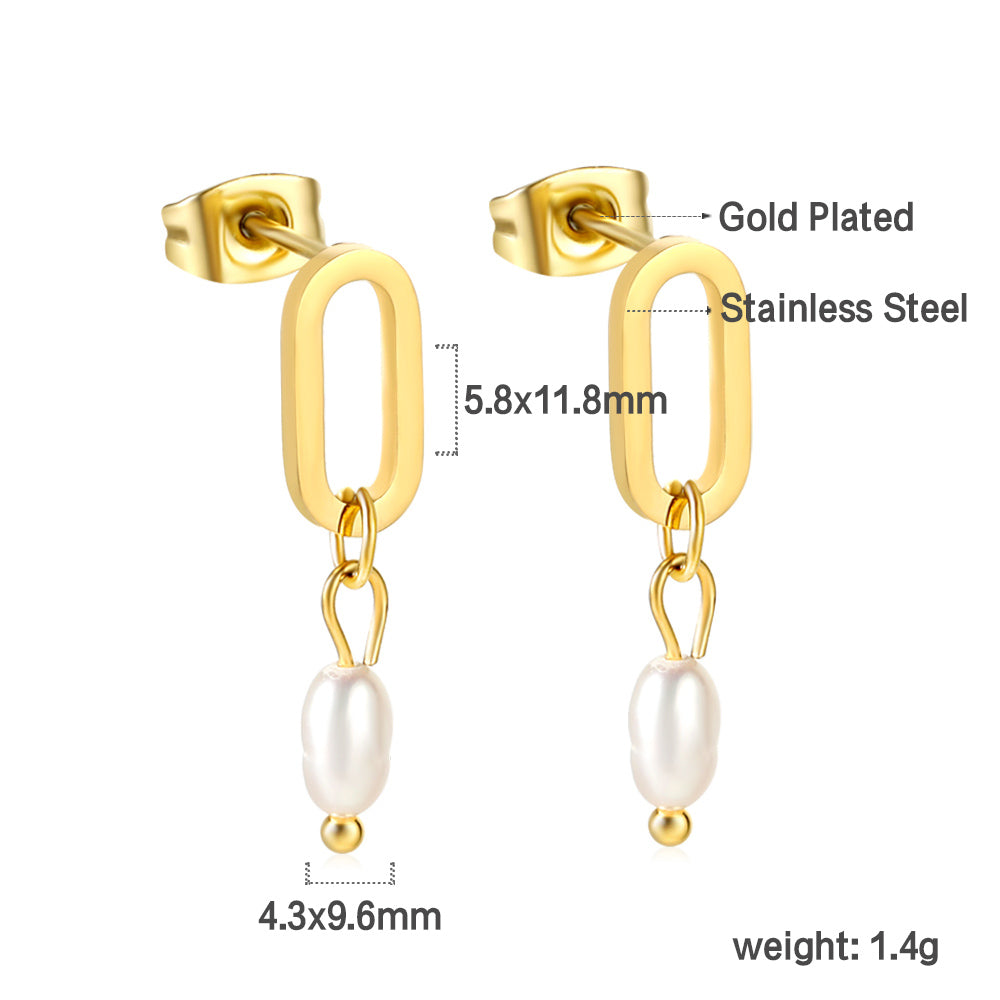Wholesale Rectangular Pearl Drop Earrings Elegant Style