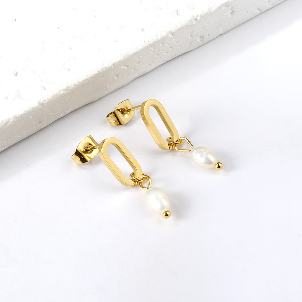 Wholesale Rectangular Pearl Drop Earrings Elegant Style