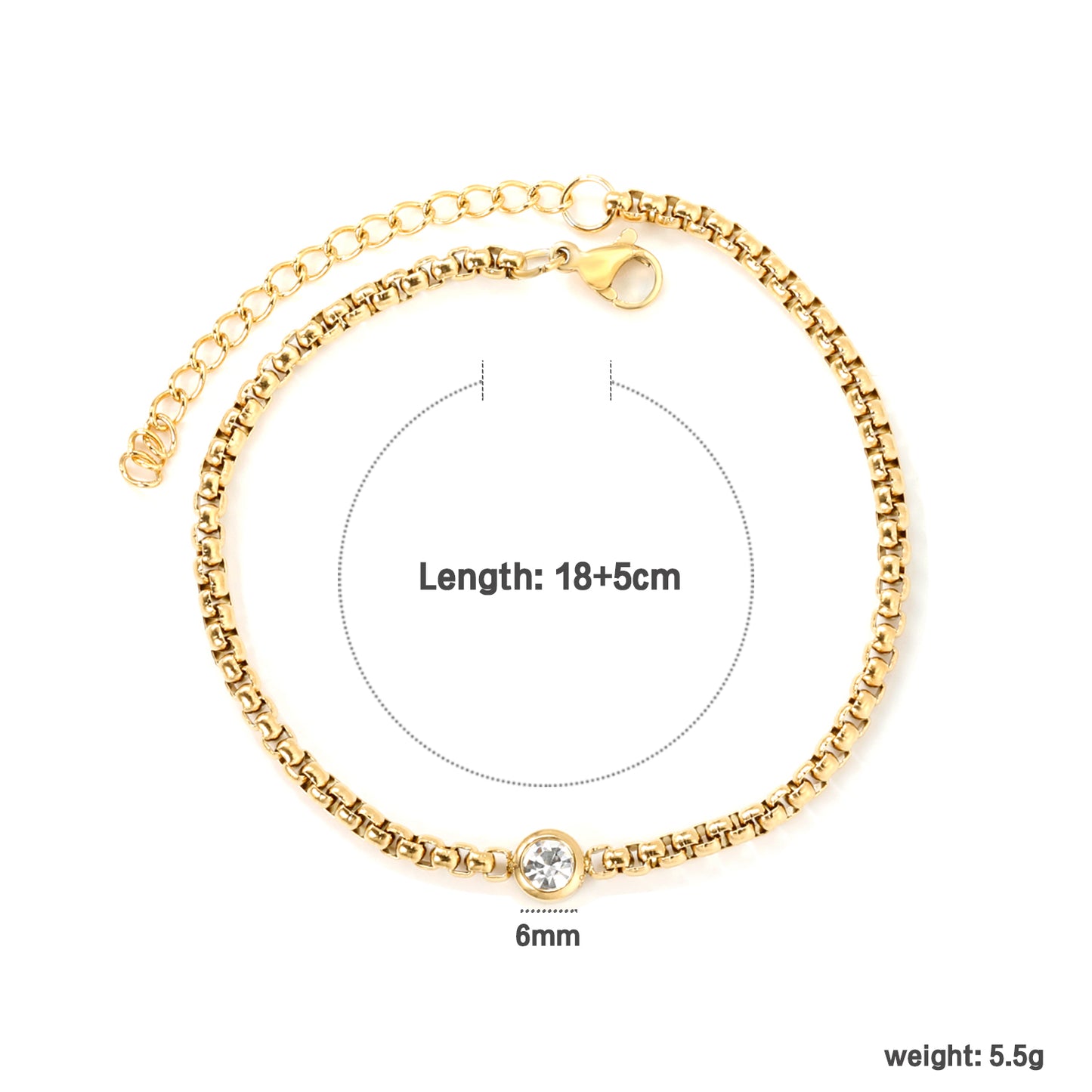 Wholesale 18K Gold Plated Luxe White Diamond Inlay Bracelet