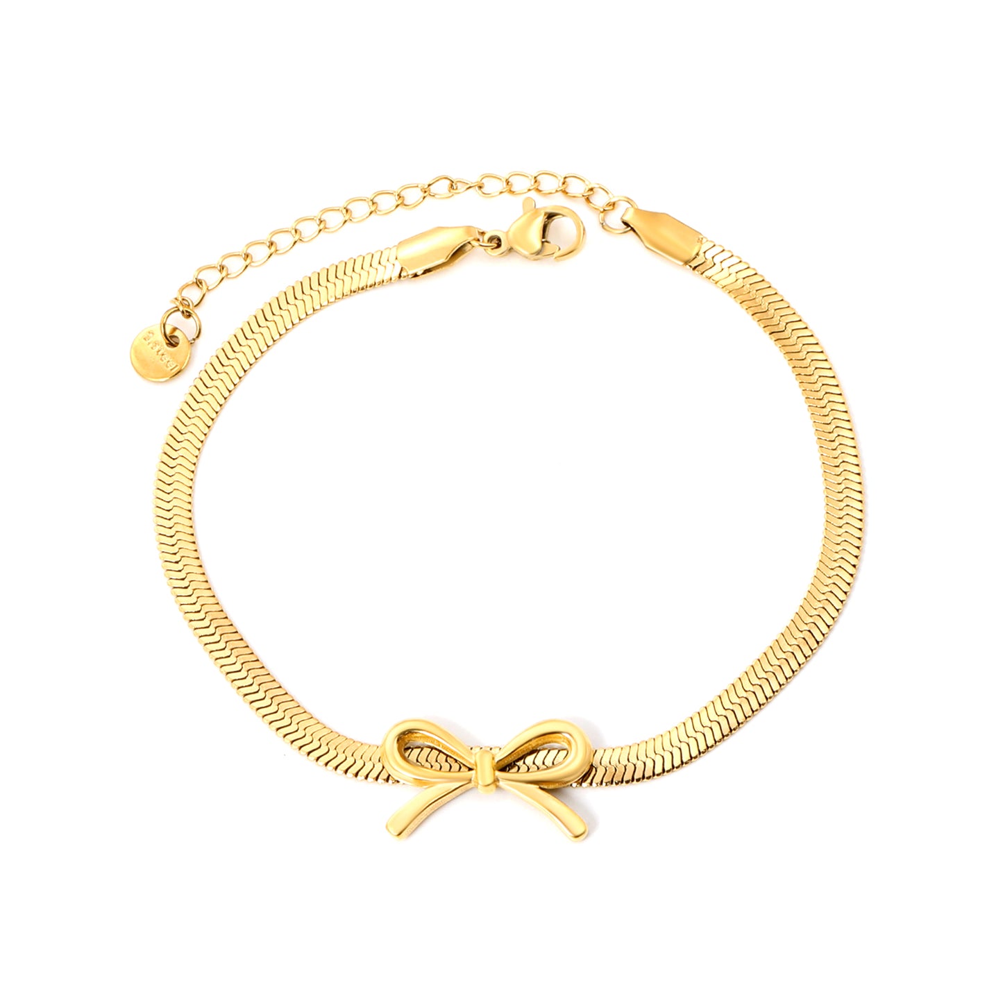 Bulk 18K Gold Plated Romantic Bow Blade Chain Bracelet