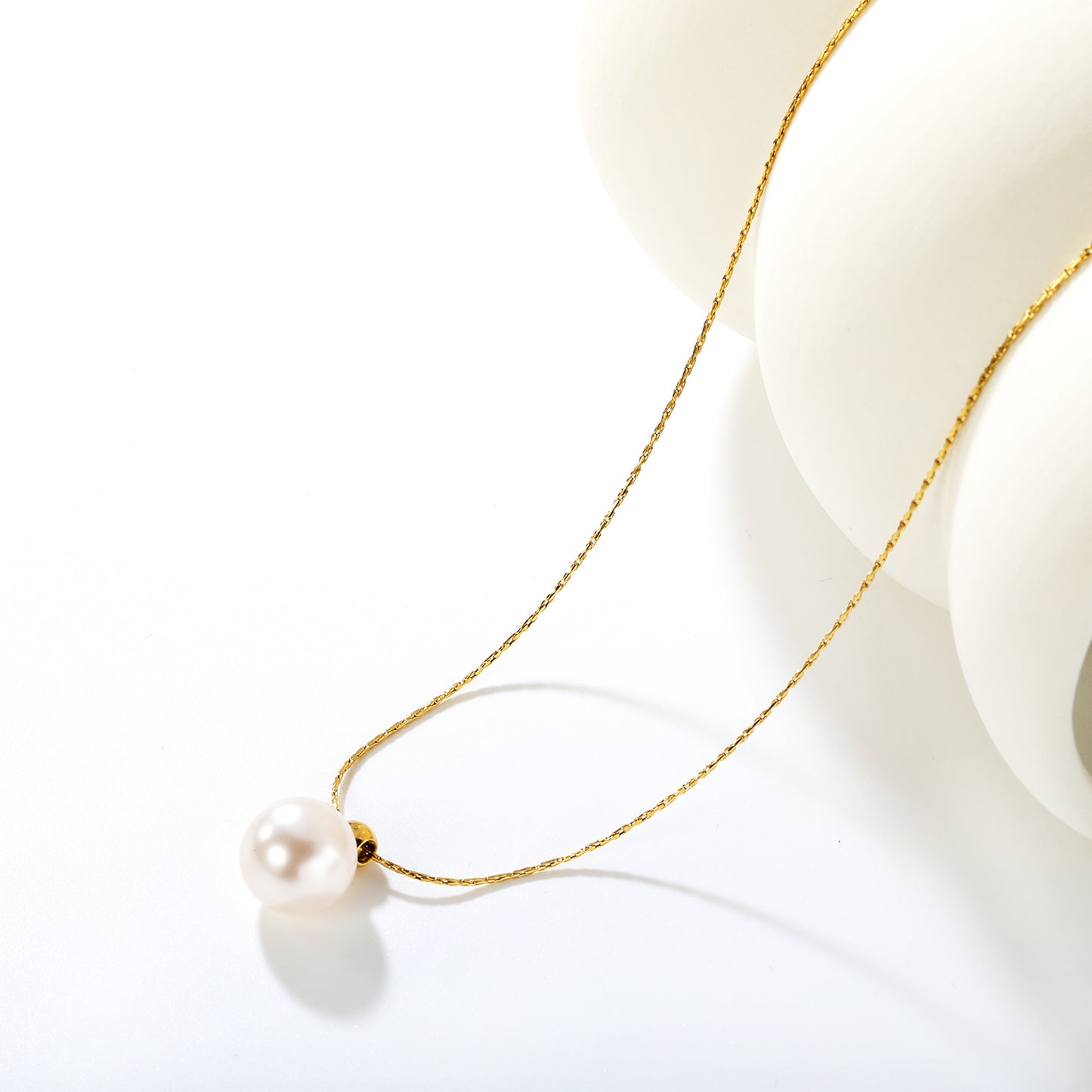 Wholesale Waterproof PVD Gold Single Large Pearl Pendant Necklace