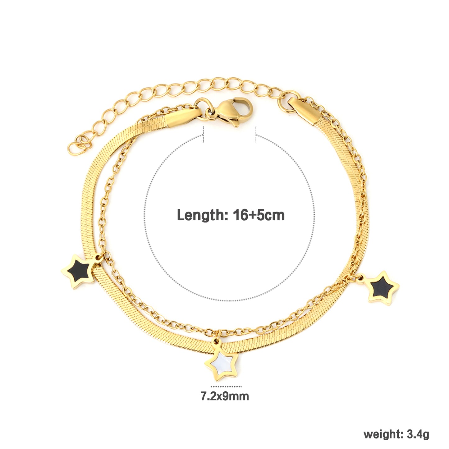 Wholesale 18K Gold Plated Celestial Star Dual Chain Bracelet