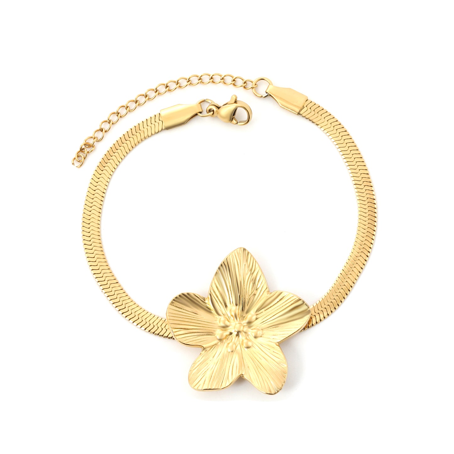 Wholesale Stainless Steel Botanical Large Flower Pendant Bracelet
