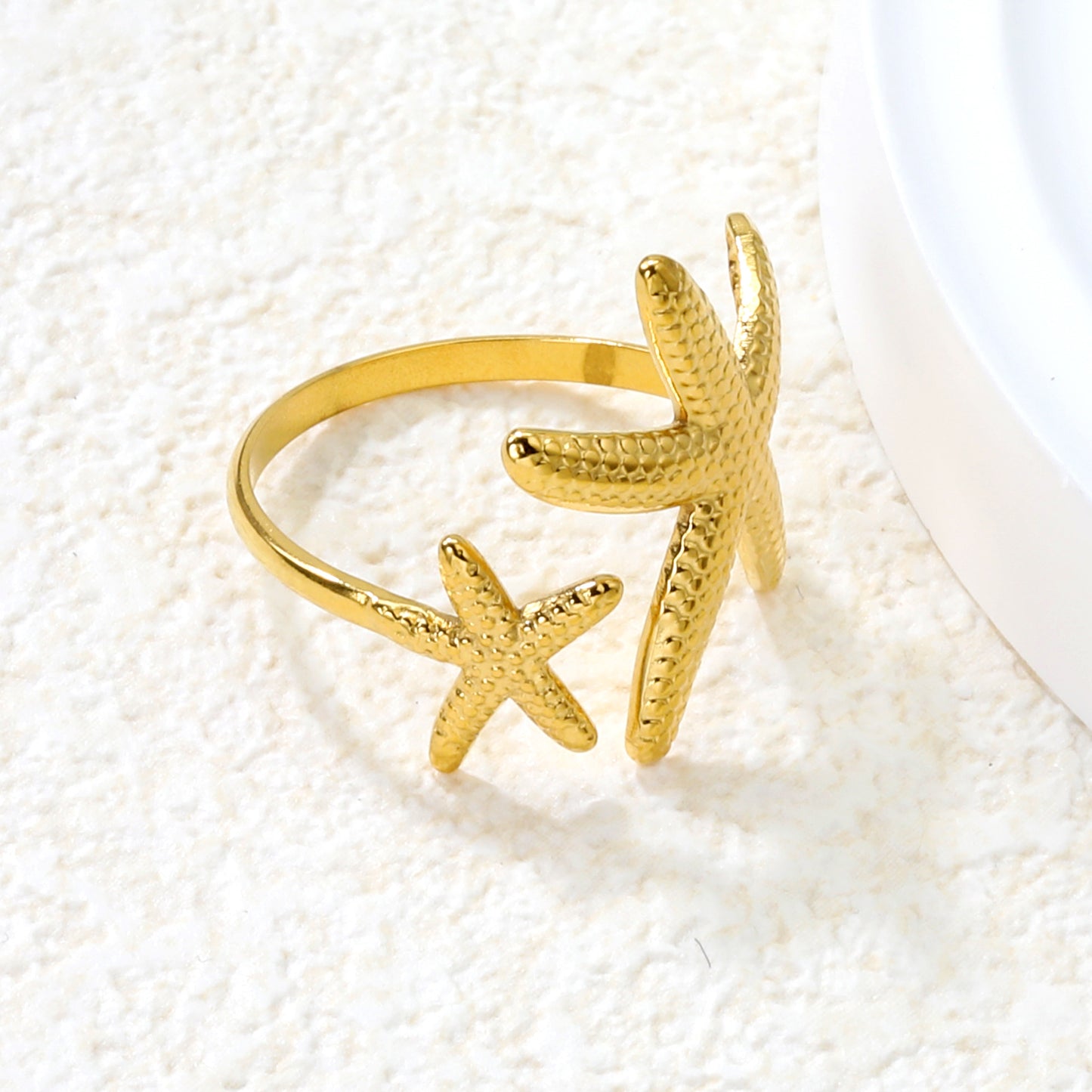 Bulk 18K Gold Plated Marine Starfish & Shell Open Ring