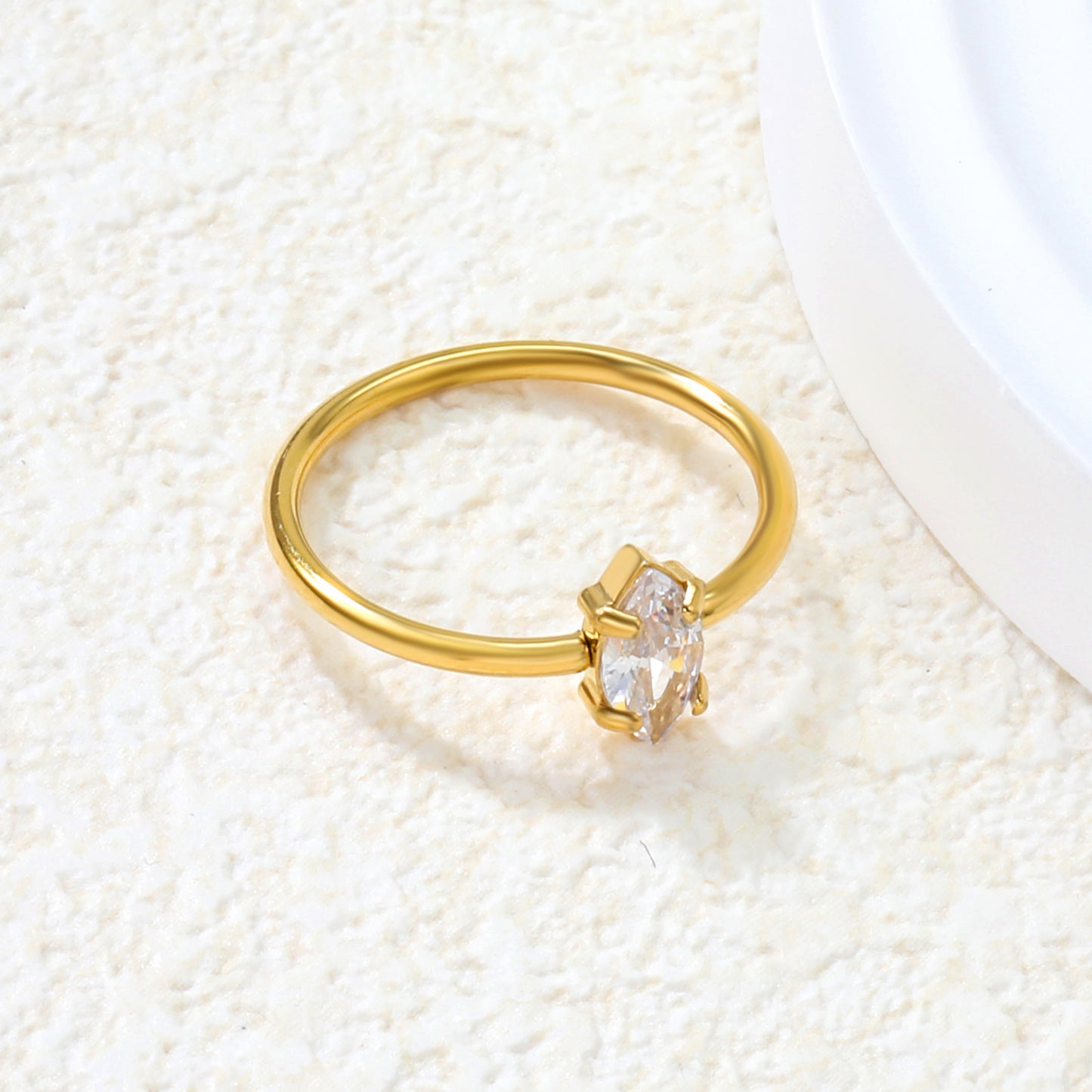 Bulk 18K Gold Plated Luxe Square Diamond Ring