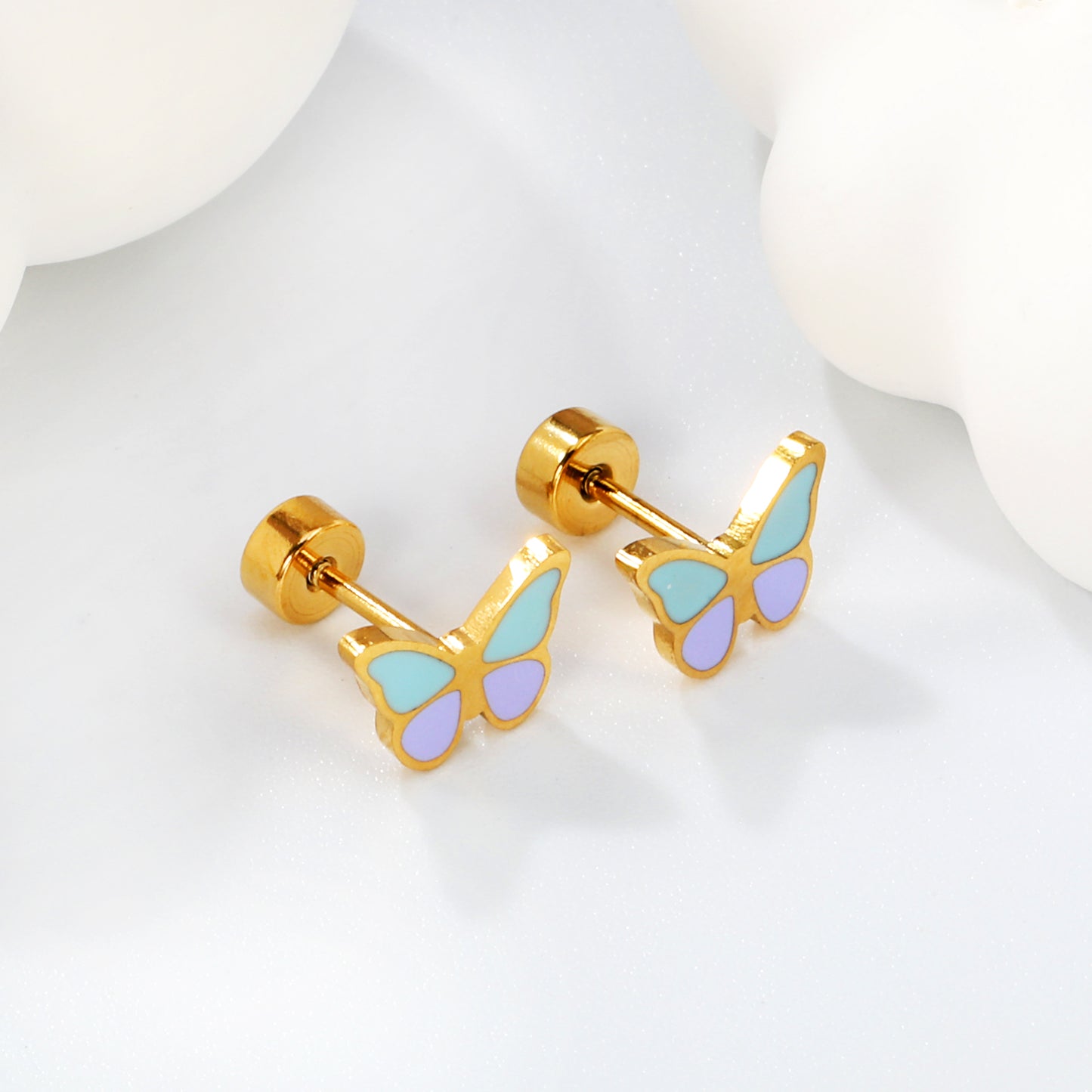 Wholesale 18K Gold Heart Stud Earrings Colorful Style