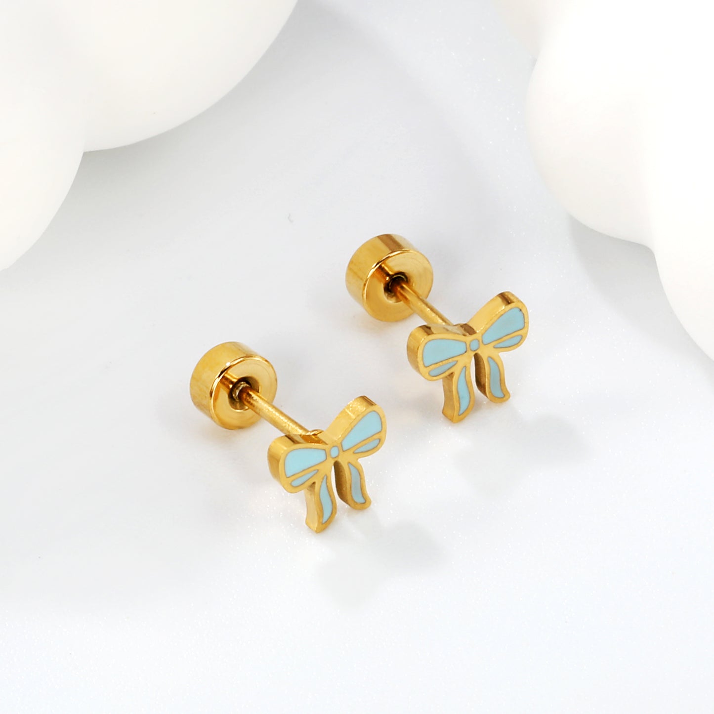 Wholesale 18K Gold Bow Stud Earrings Gentle Style