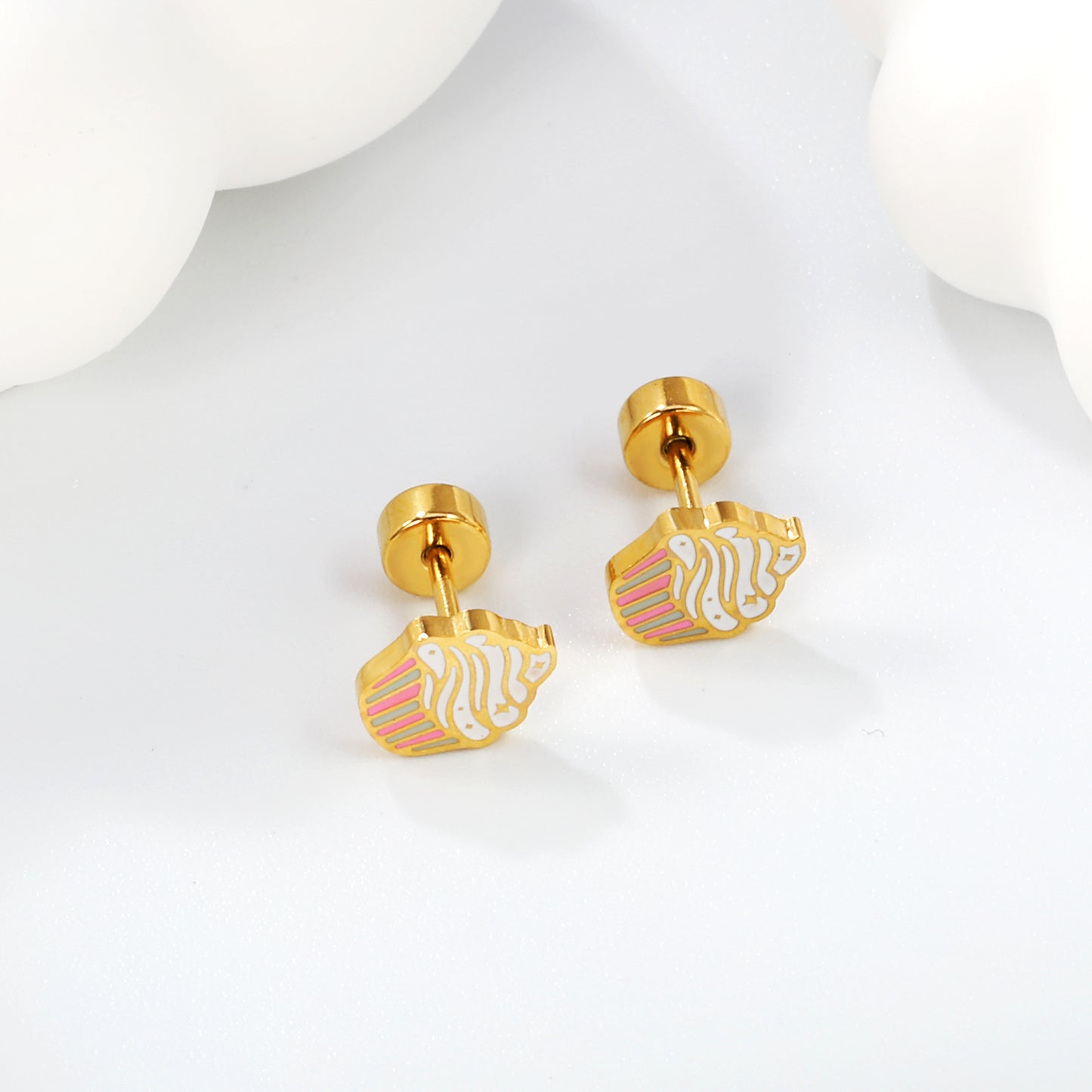 Wholesale 18K gold cake cup with mixed color drip stud earrings