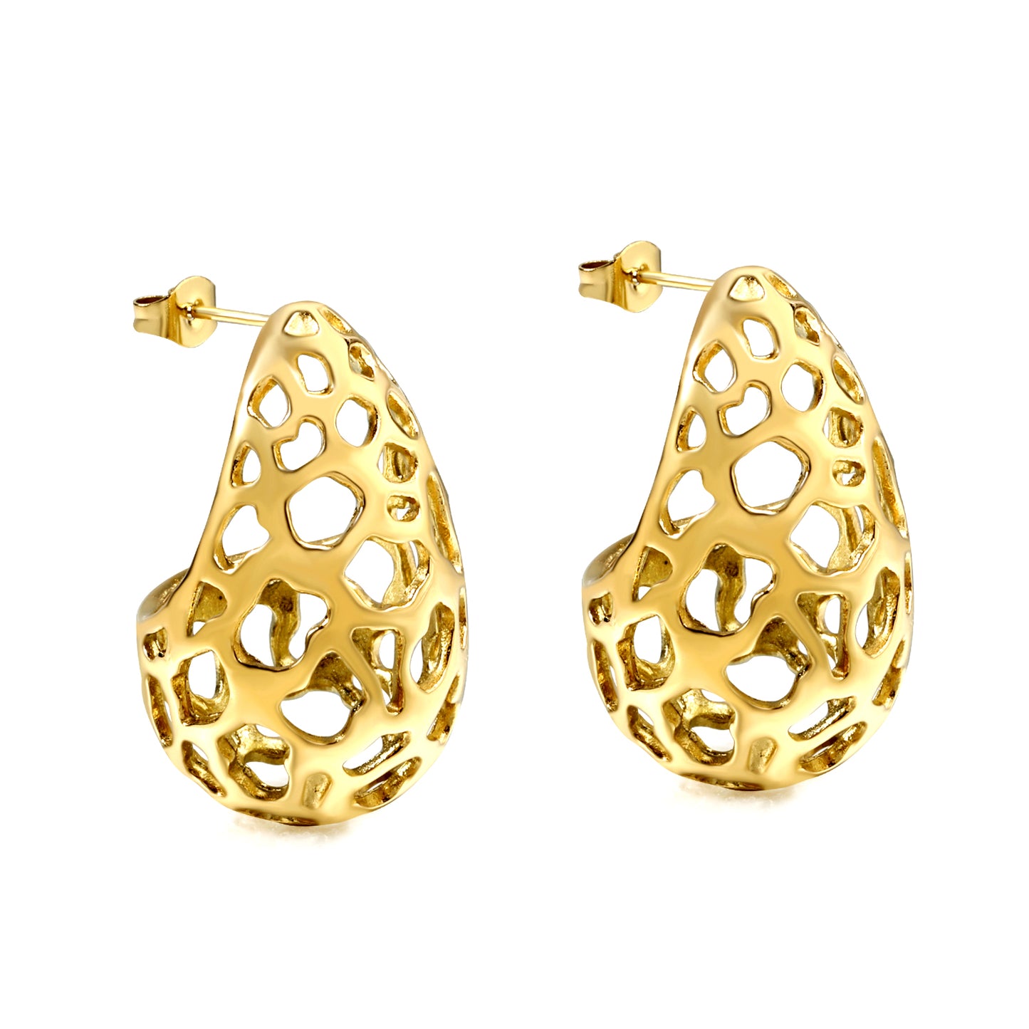 Wholesale 18K Gold Heart Bow Earrings Playful Sweetheart